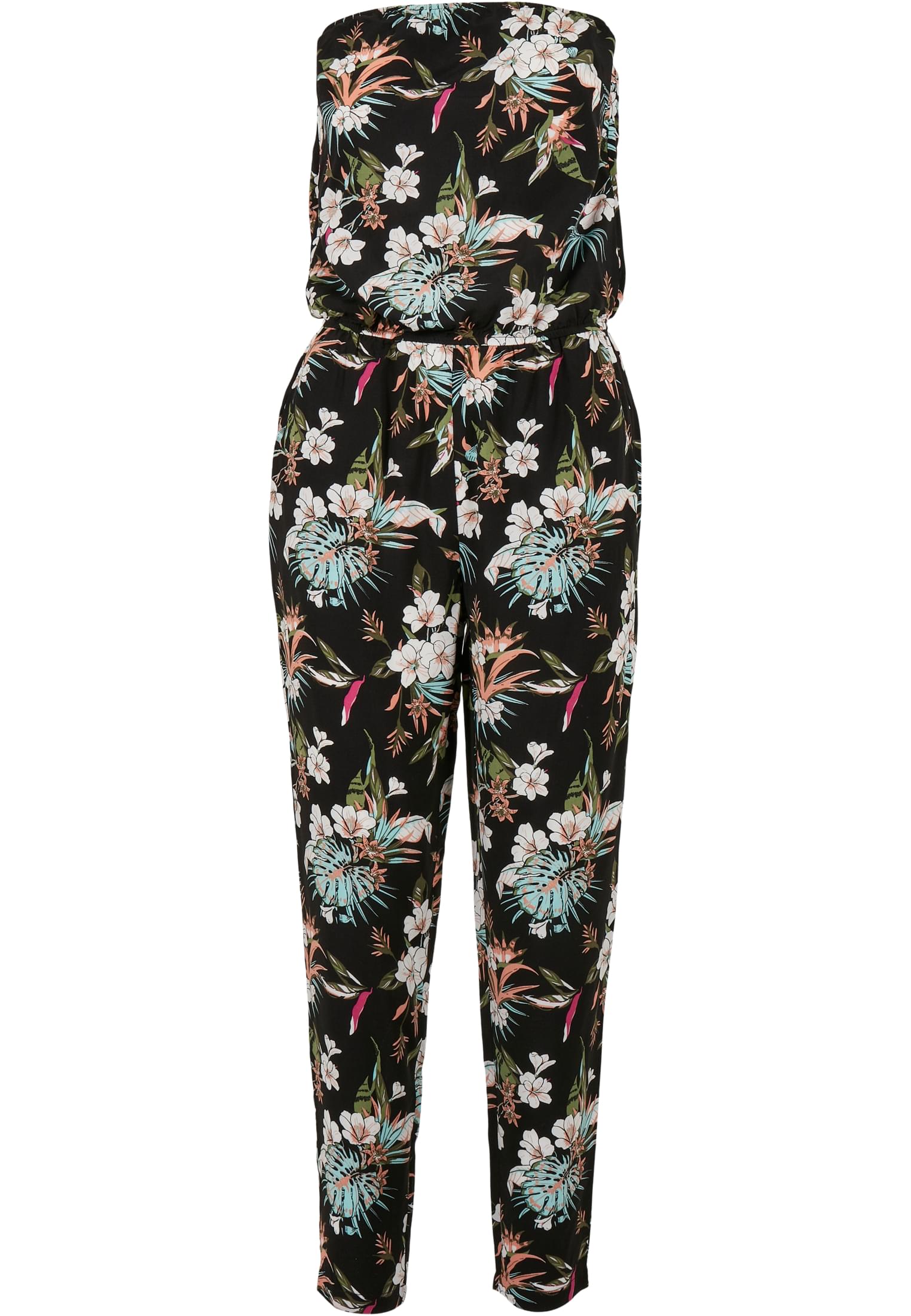 Ladies Viscose Bandeau Jumpsuit | black tropical