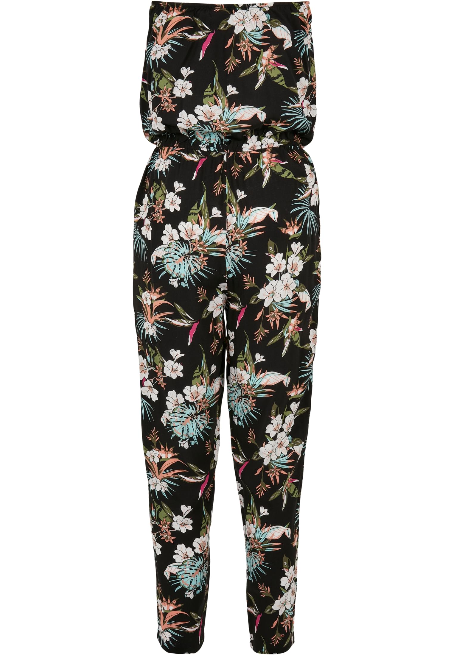 Ladies Viscose Bandeau Jumpsuit | black tropical