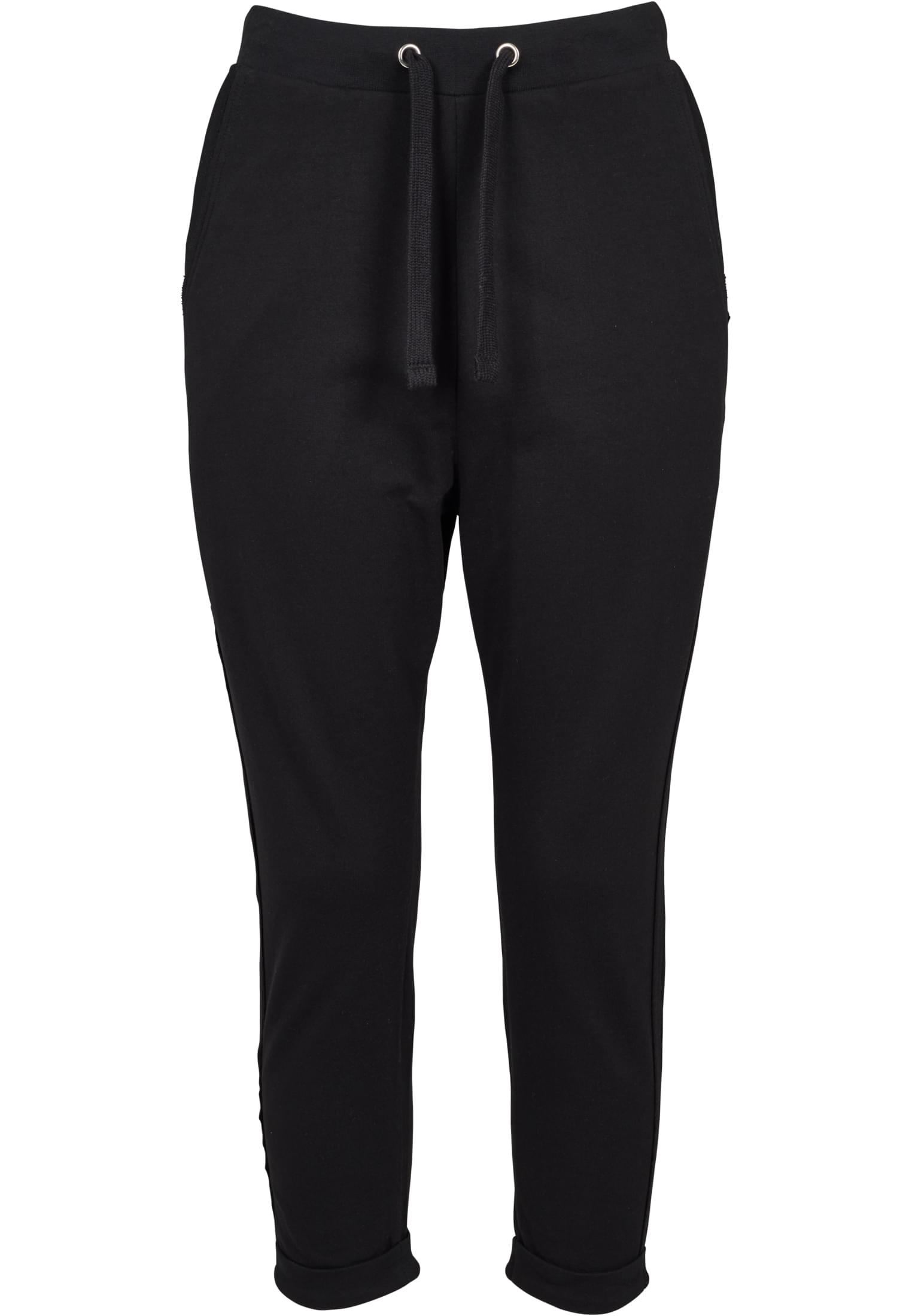 Ladies Open Edge Terry Turn Up Pants | black