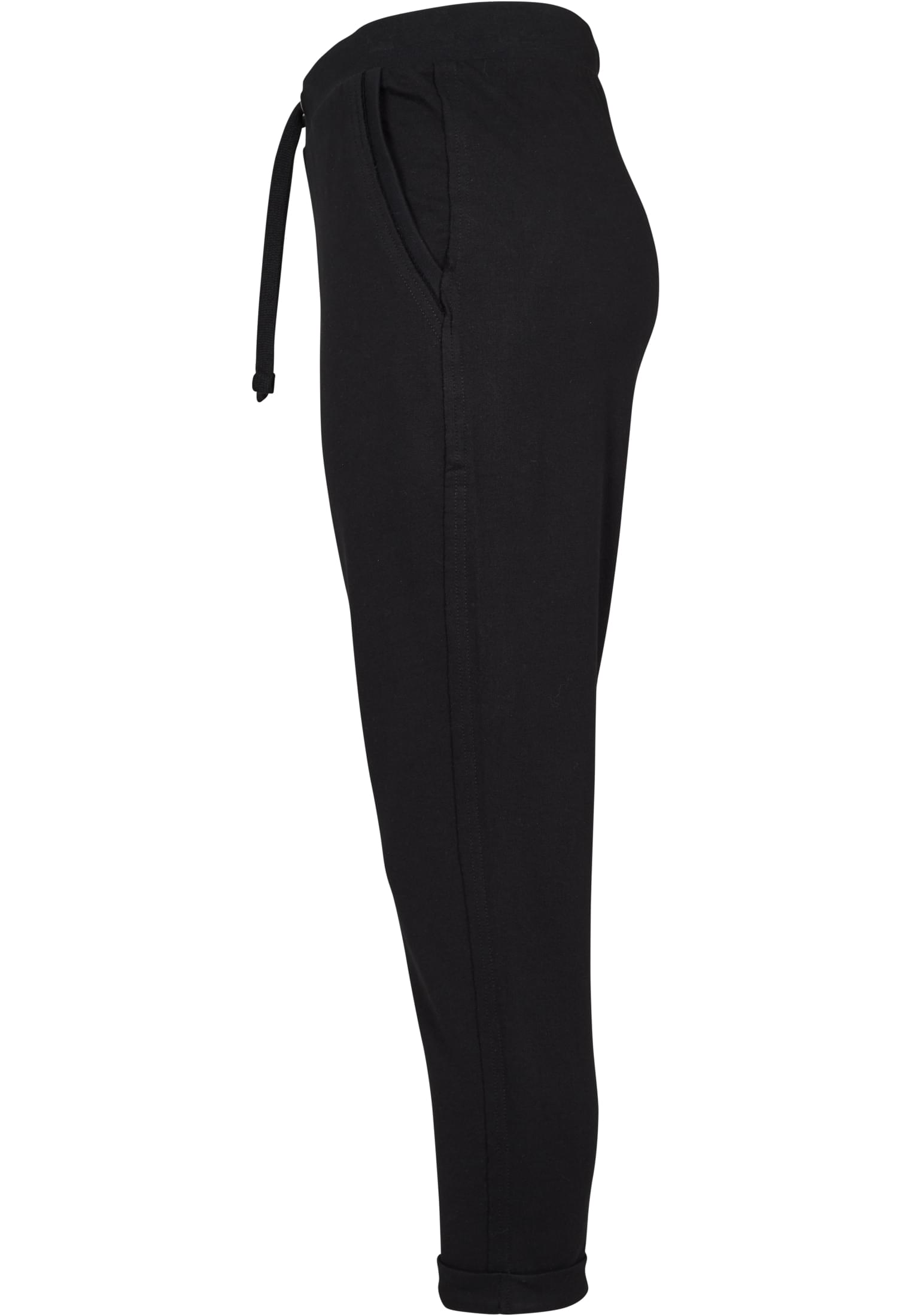 Ladies Open Edge Terry Turn Up Pants | black