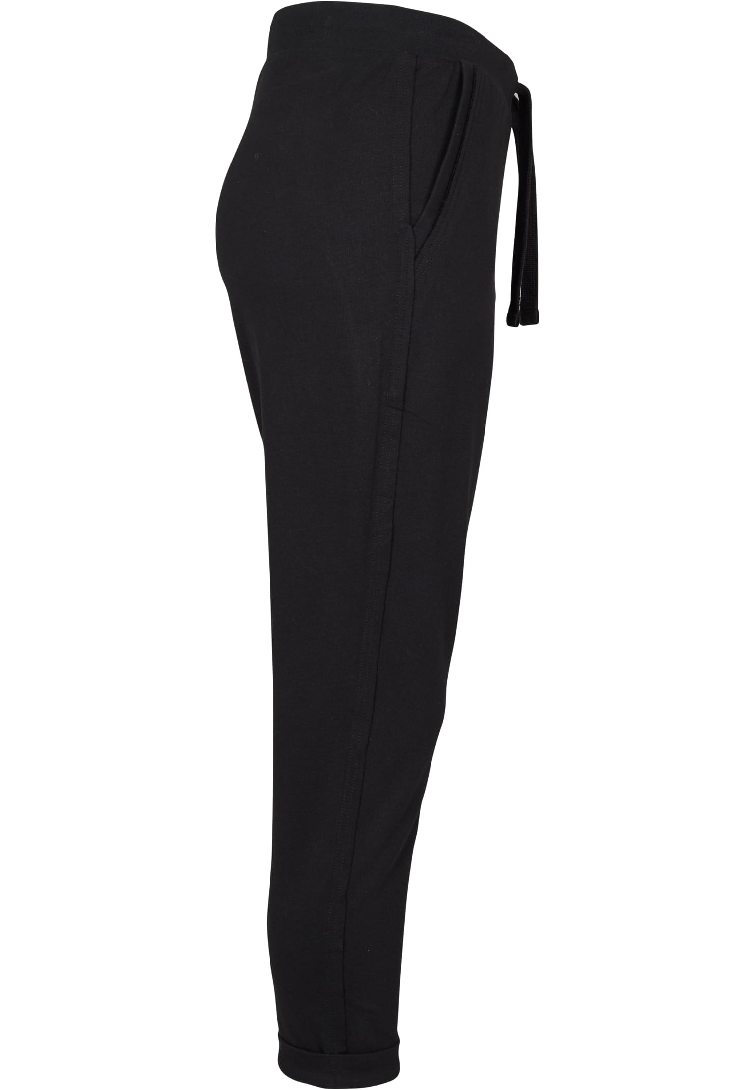 Ladies Open Edge Terry Turn Up Pants | black