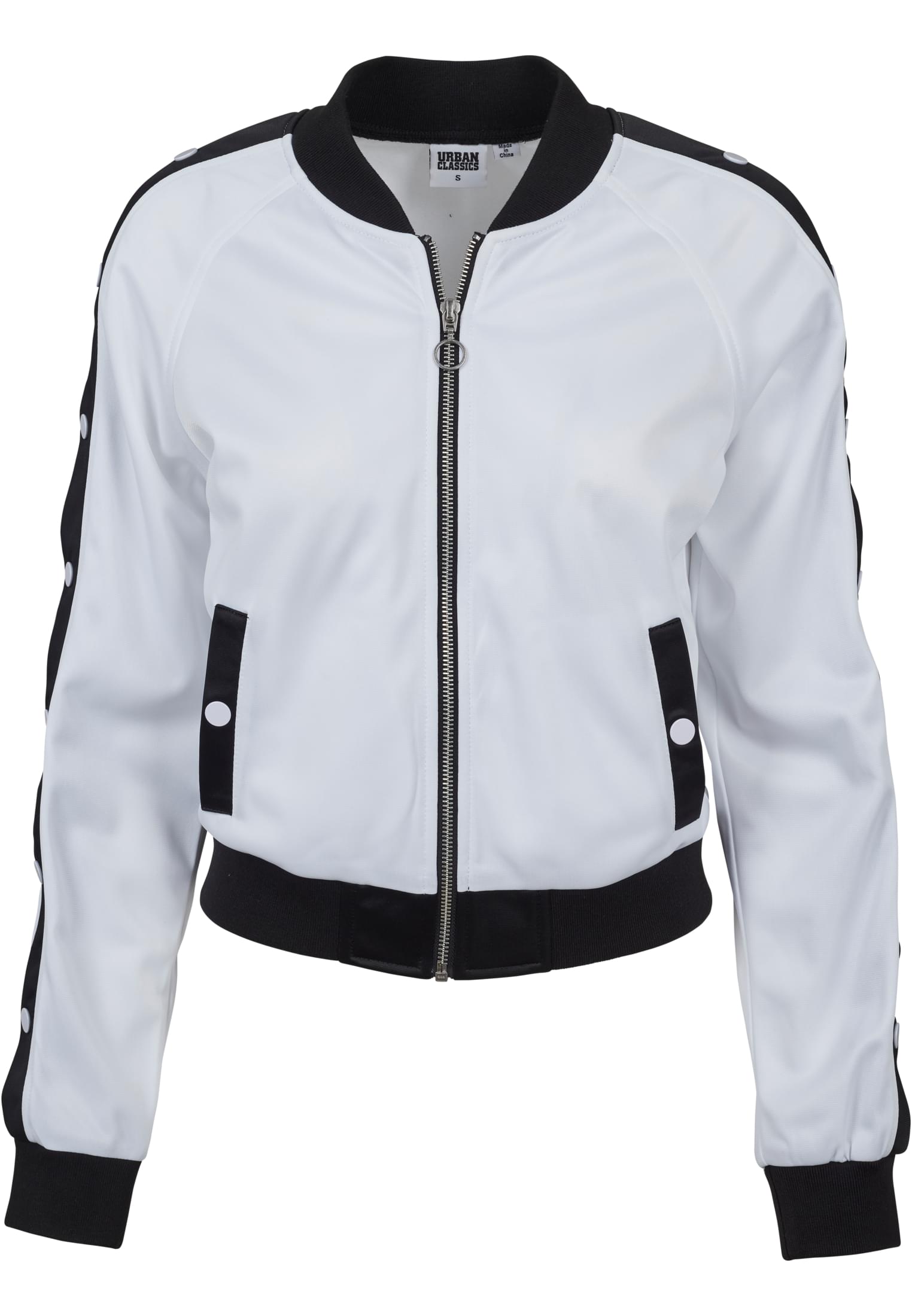 Ladies Button Up Track Jacket | wht/blk/wht