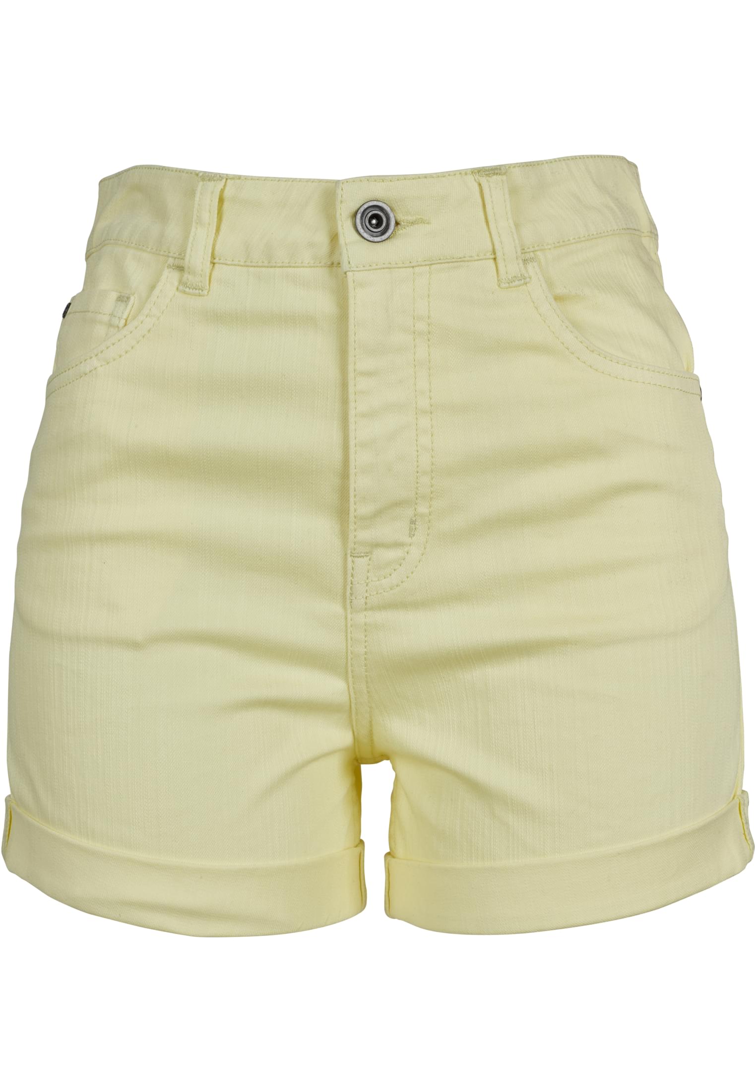 Ladies Highwaist Stretch Twill Shorts | powderyellow