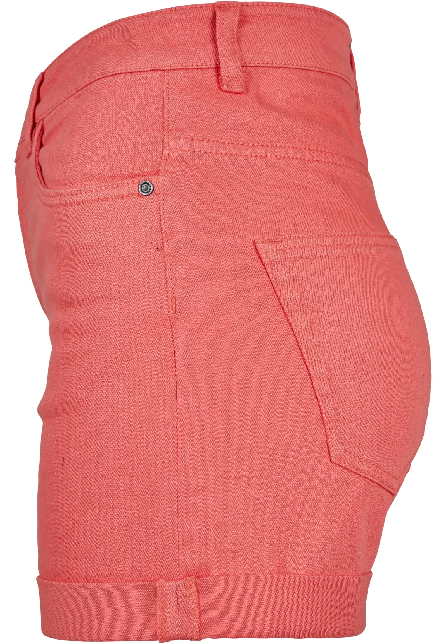 Ladies Highwaist Stretch Twill Shorts | coral