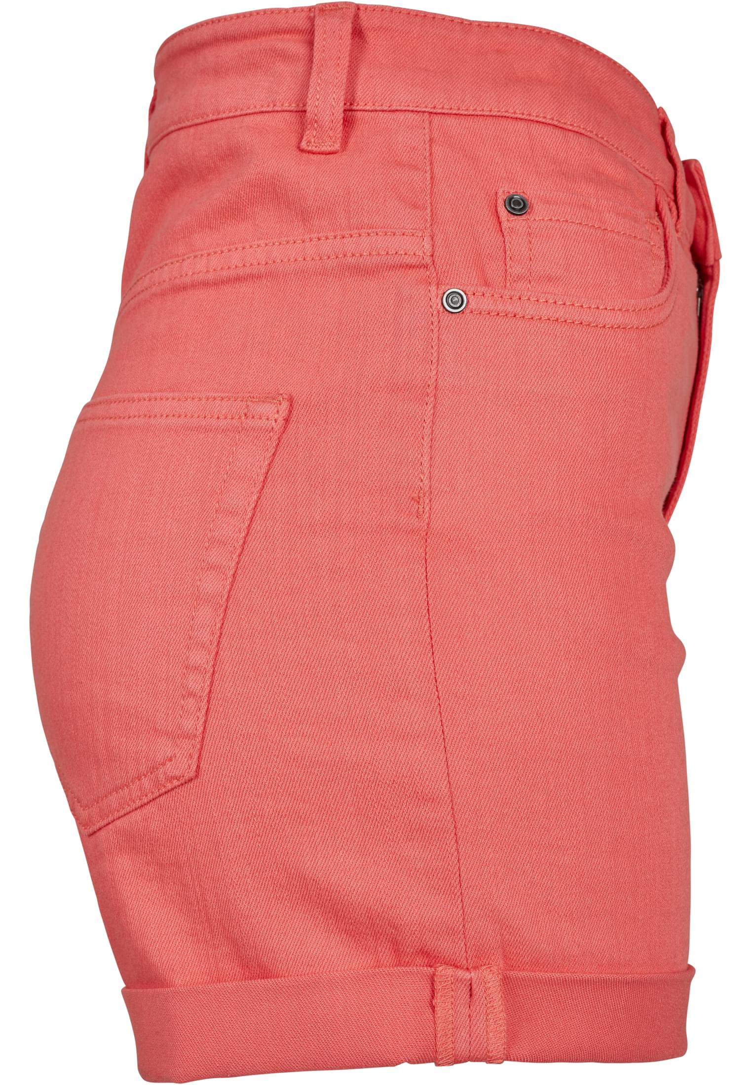 Ladies Highwaist Stretch Twill Shorts | coral