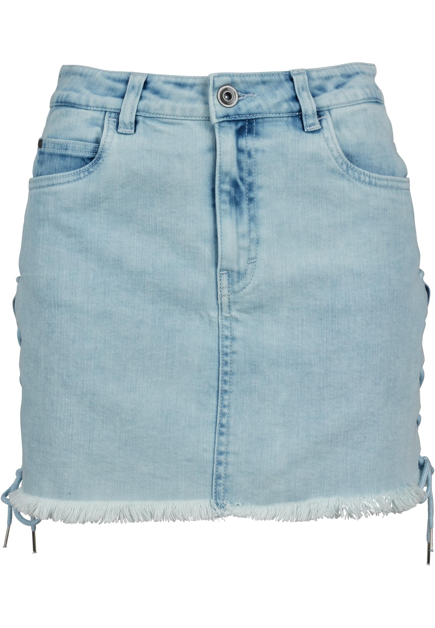 Ladies Denim Lace Up Skirt | blue bleached