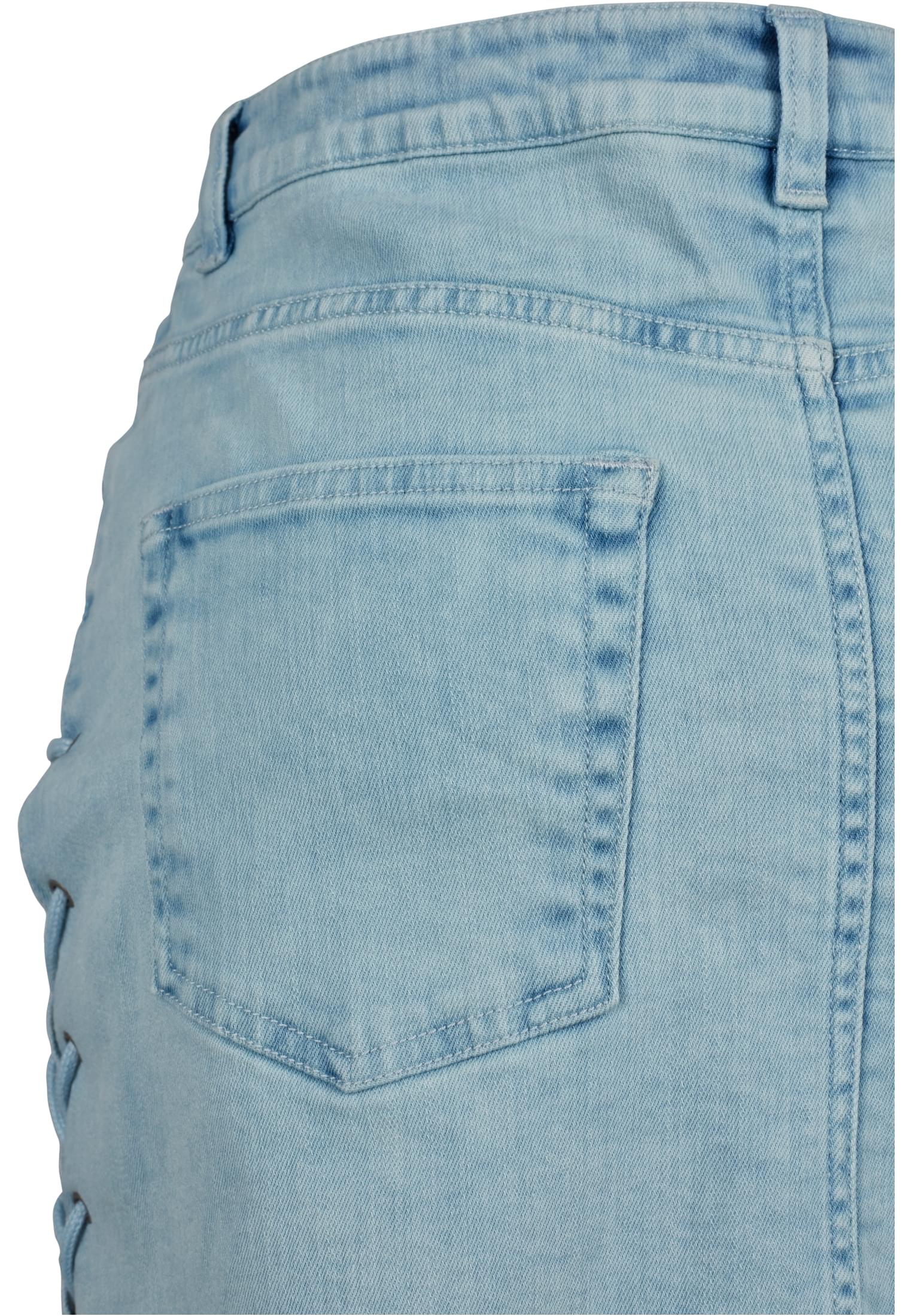 Ladies Denim Lace Up Skirt | blue bleached