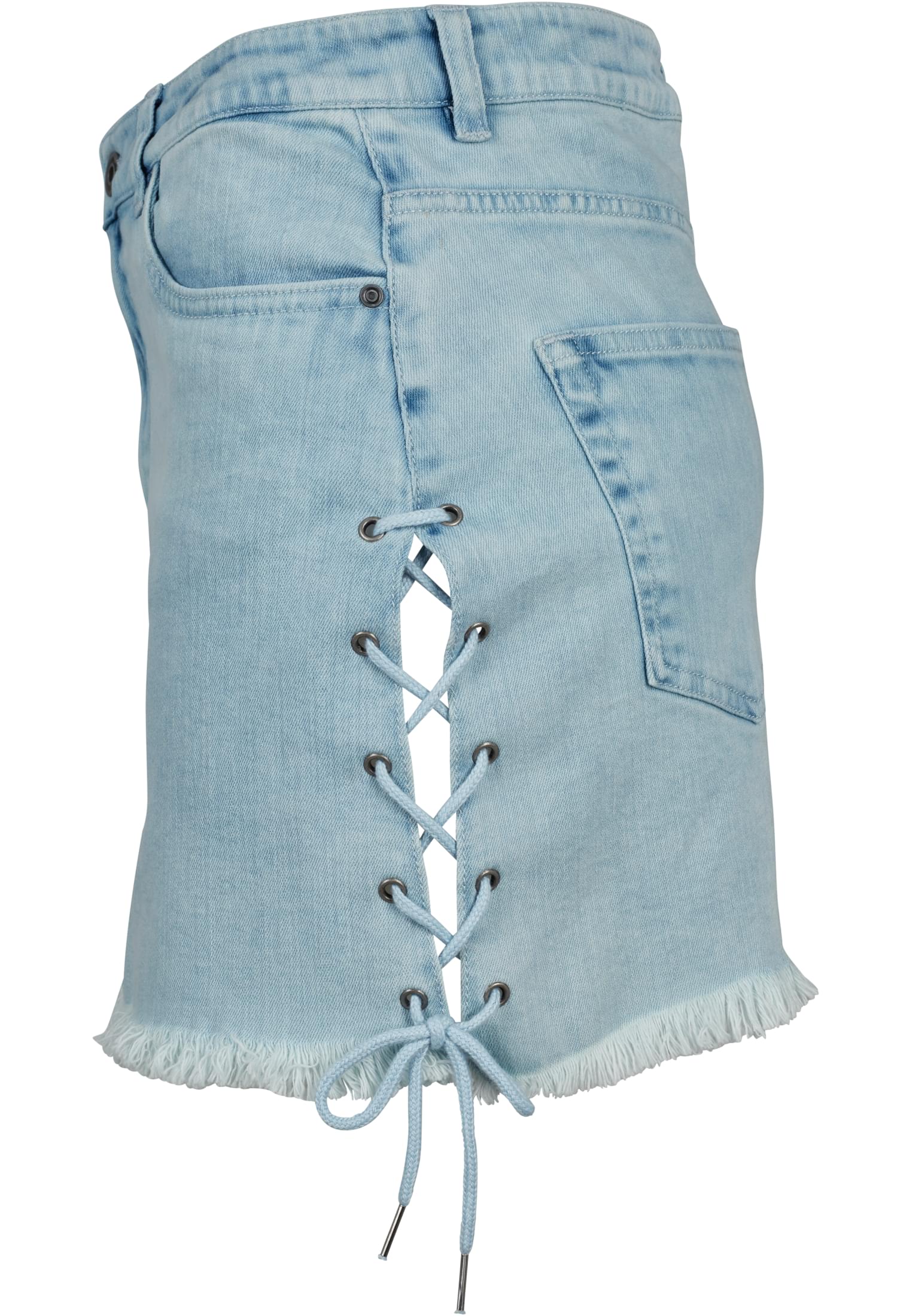 Ladies Denim Lace Up Skirt | blue bleached