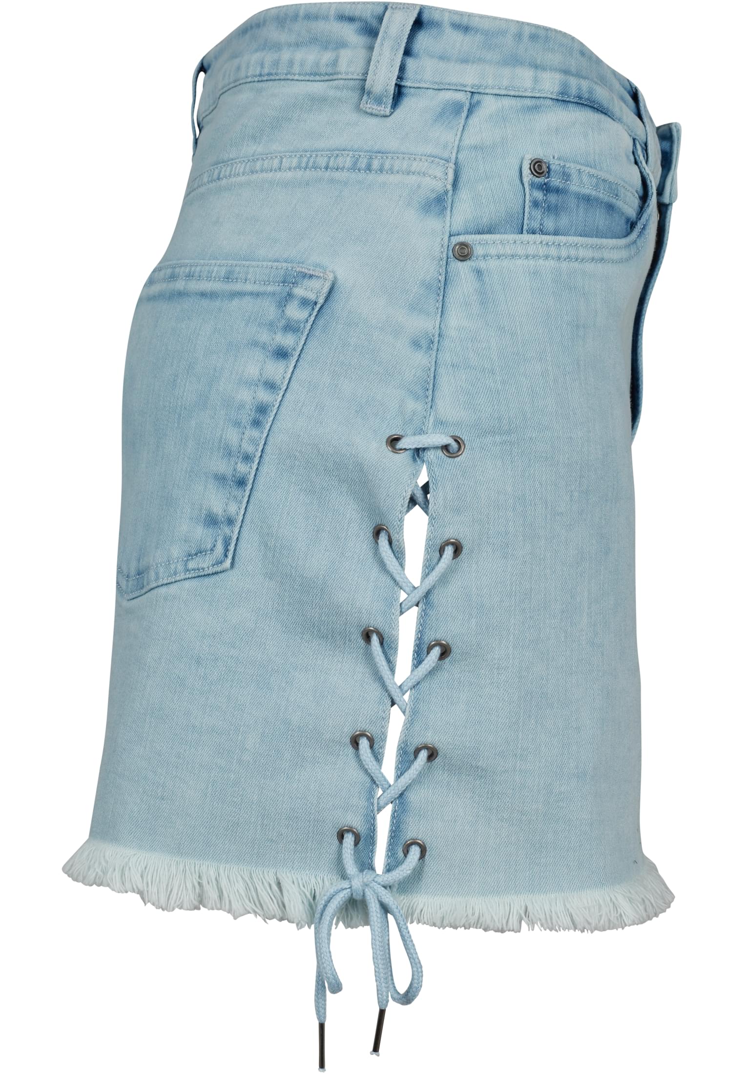 Ladies Denim Lace Up Skirt | blue bleached