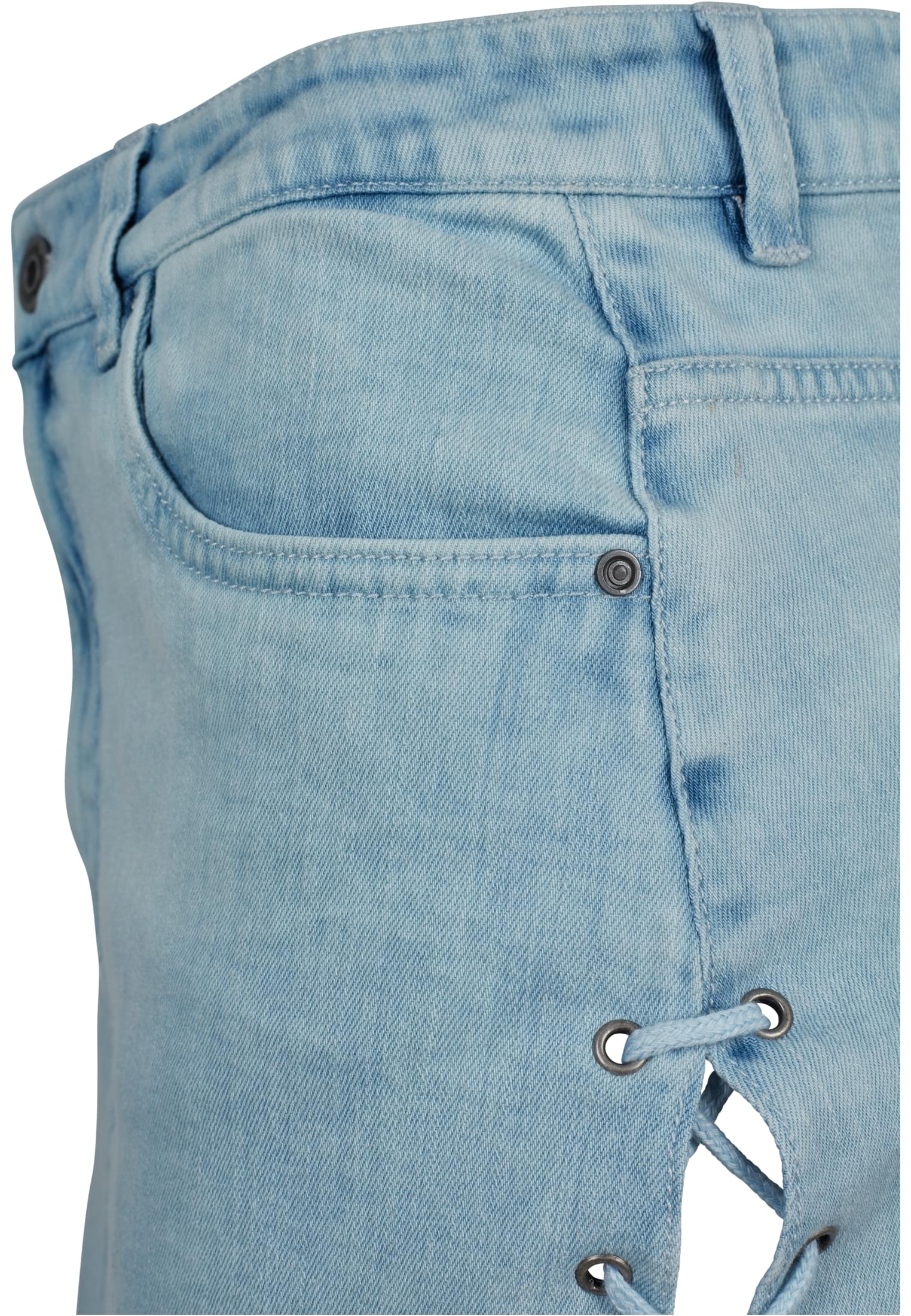 Ladies Denim Lace Up Skirt | blue bleached