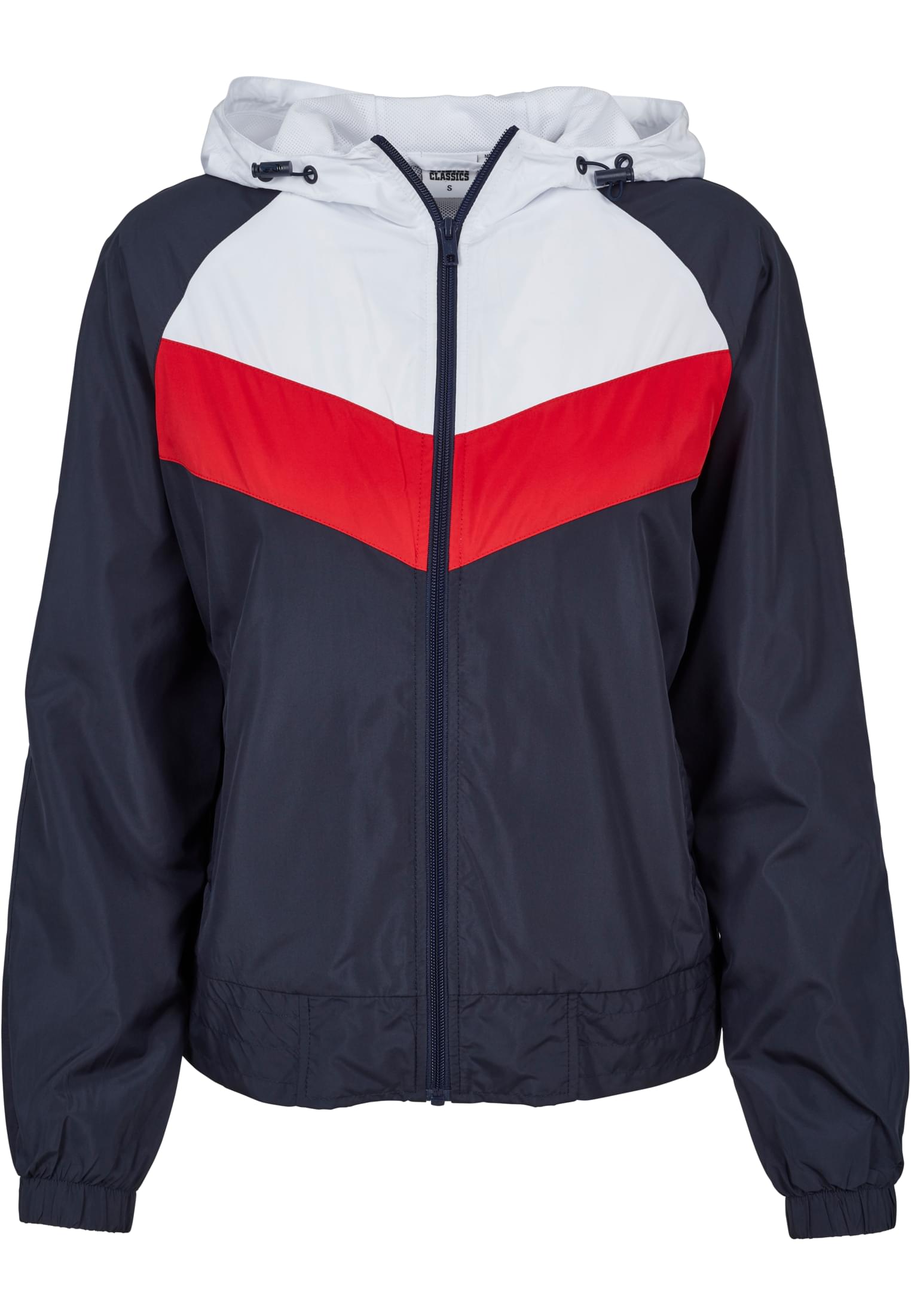 Ladies 3-Tone Windbreaker | navy/white/fire red