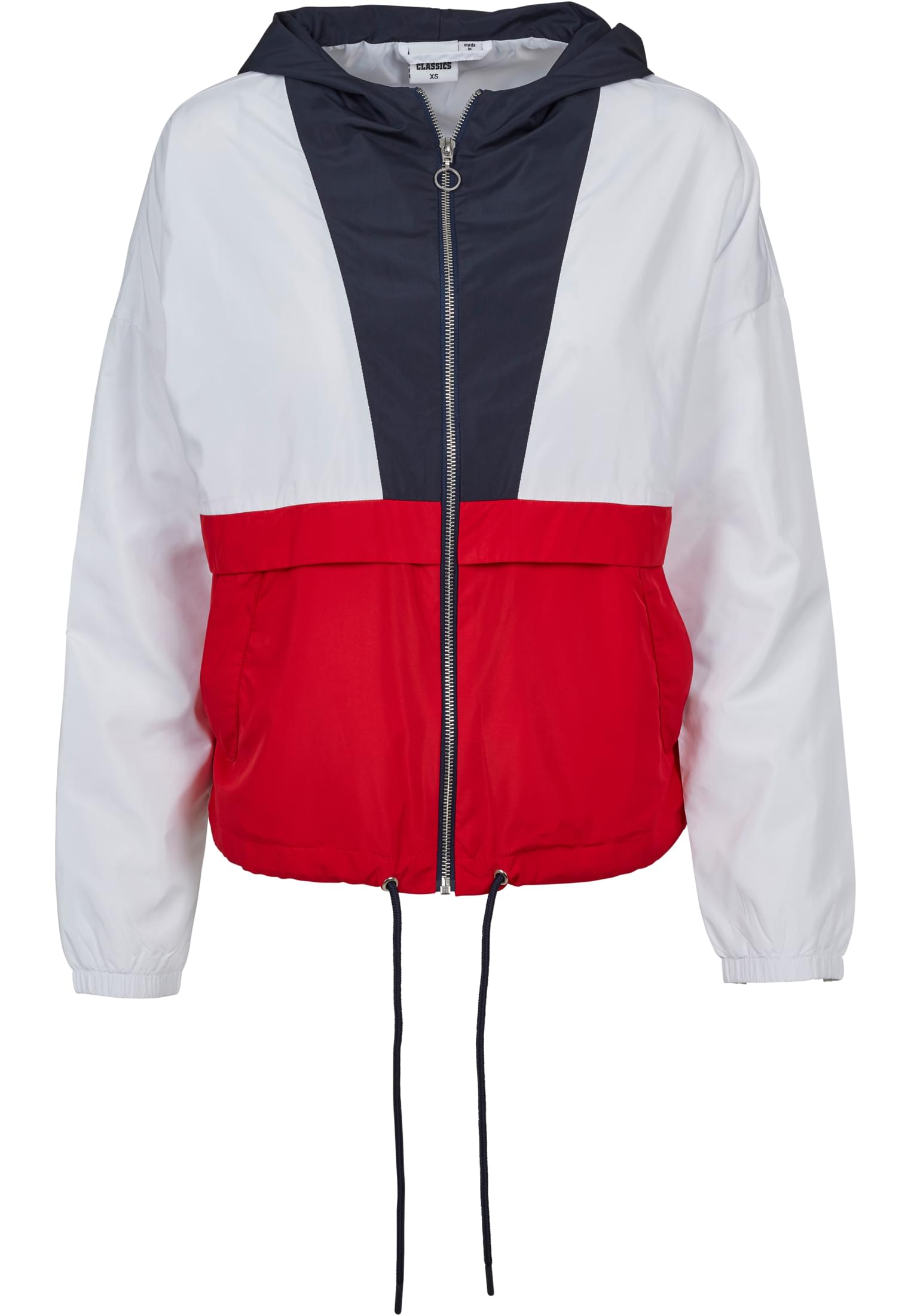 Ladies 3-Tone Oversize Windbreaker | navy/white/fire red