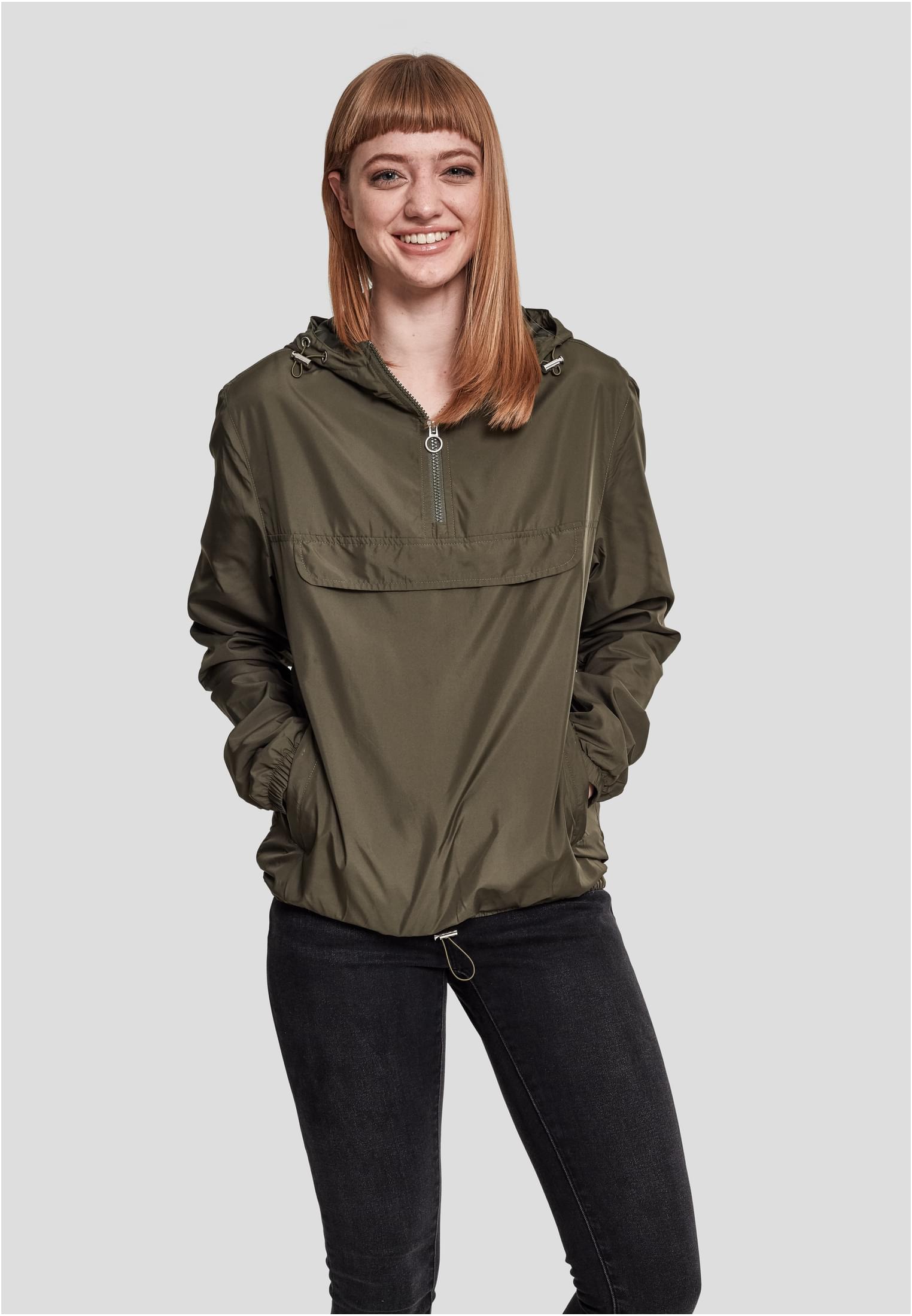 Ladies Basic Pull Over Jacket | dark olive