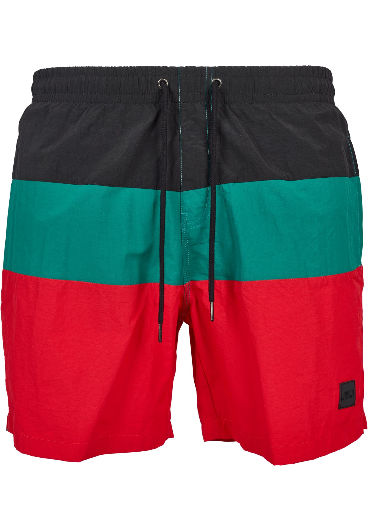 Color Block Swimshorts | firered/black/green