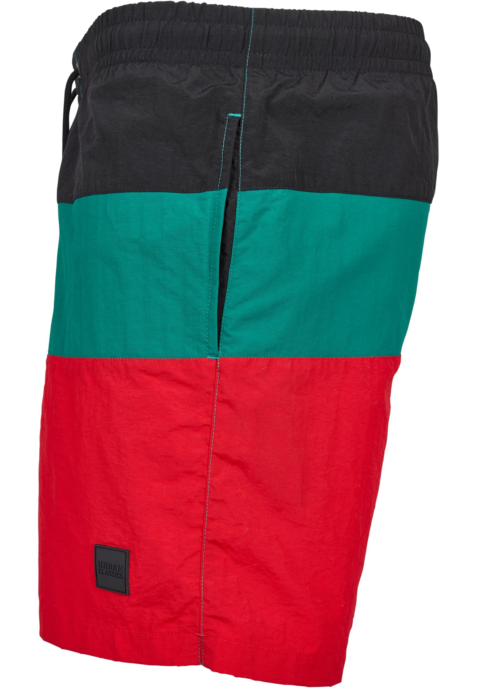 Color Block Swimshorts | firered/black/green