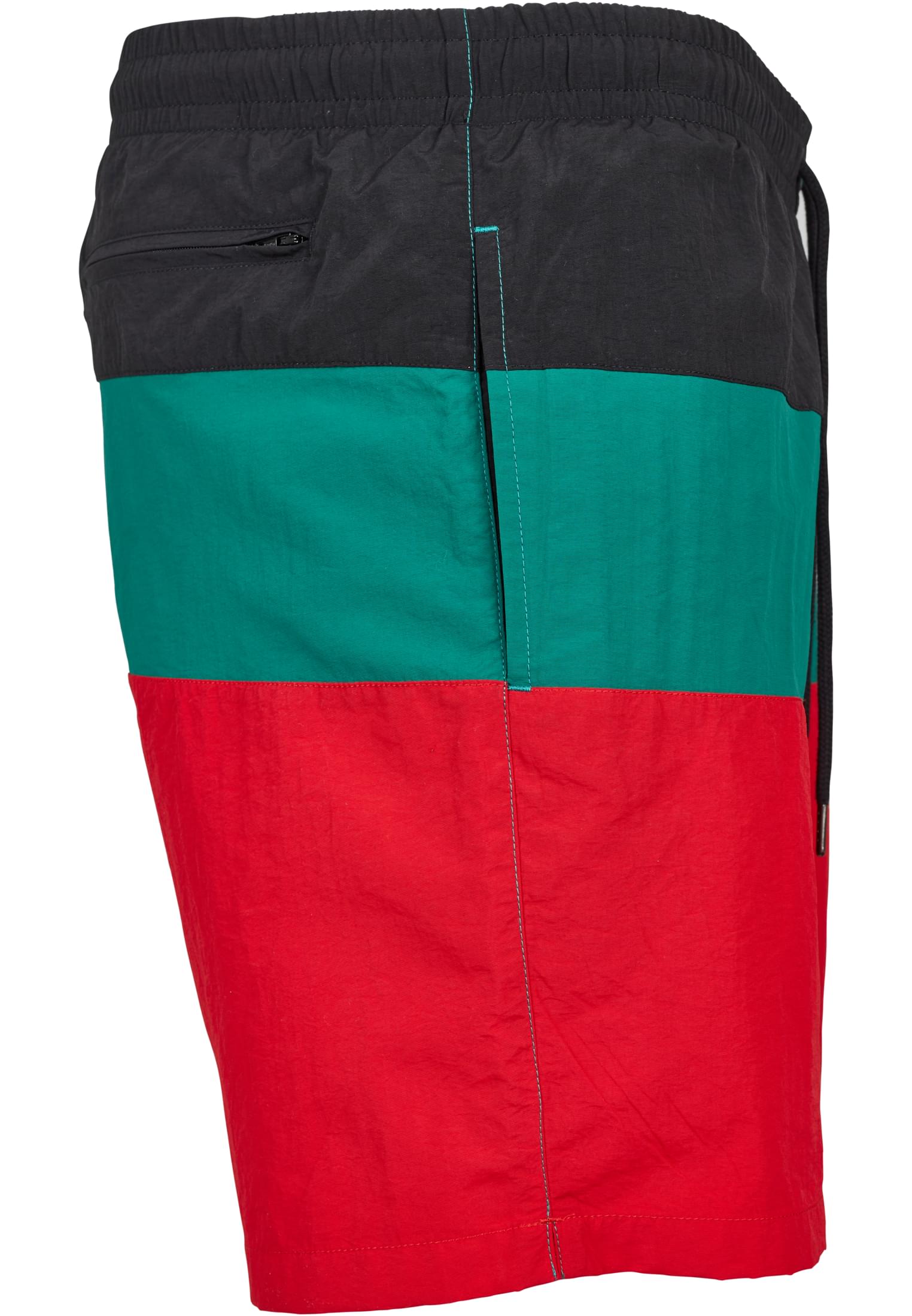 Color Block Swimshorts | firered/black/green