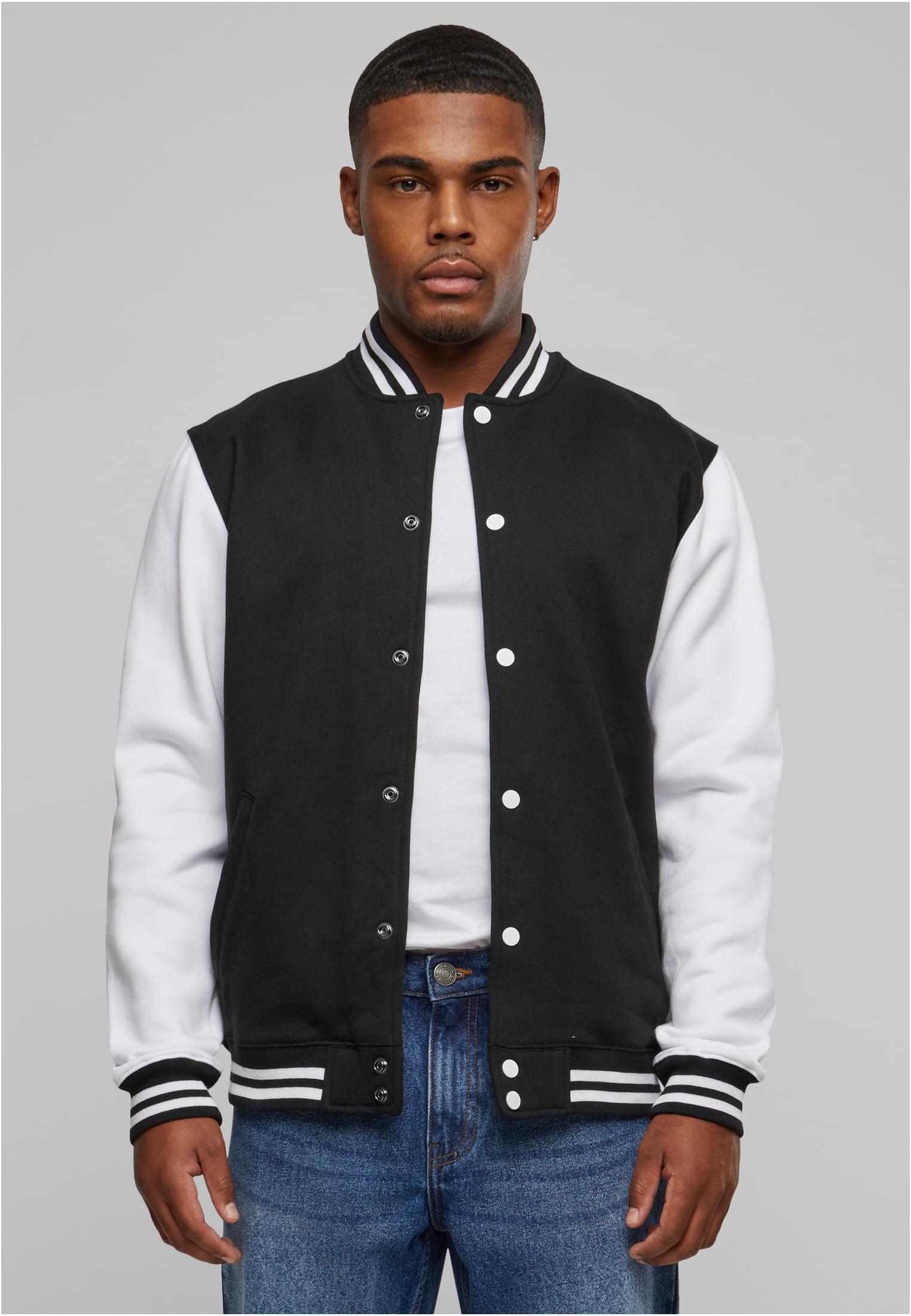 2-tone College Sweatjacket | blk/wht