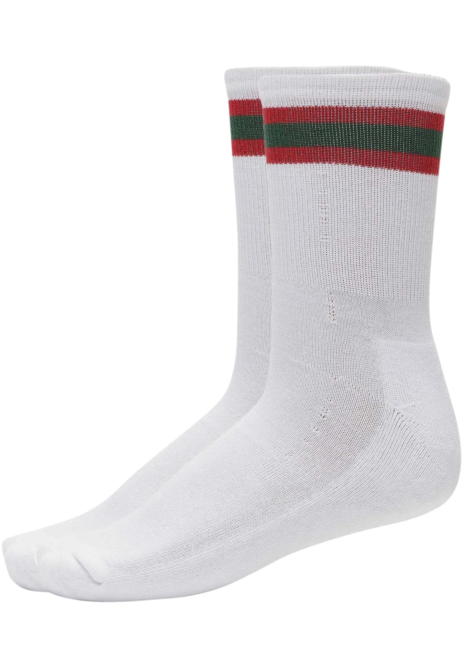 Stripy Sport Socks 2-Pack | white/firered/green