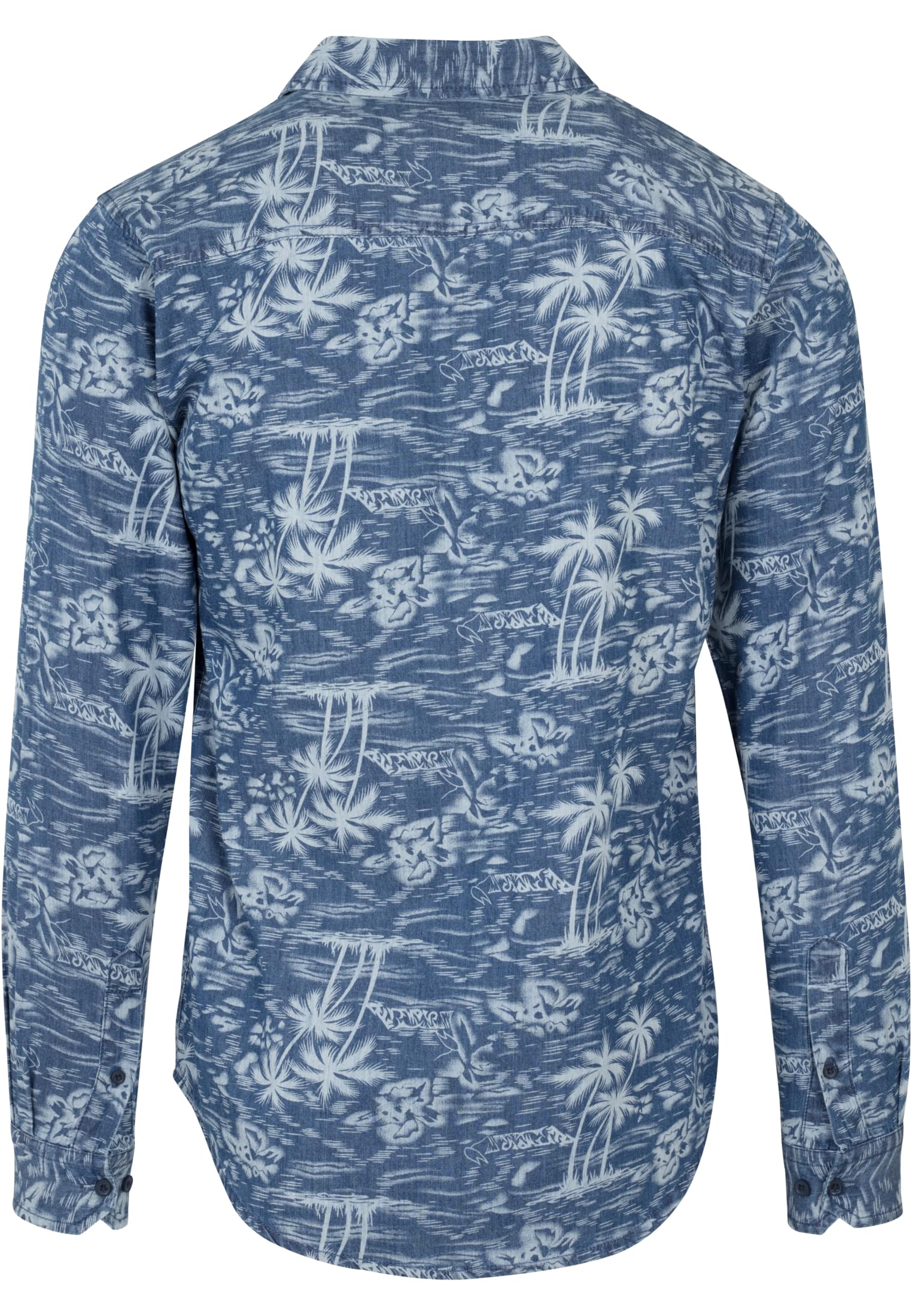 Printed Palm Denim Shirt | light blue wash