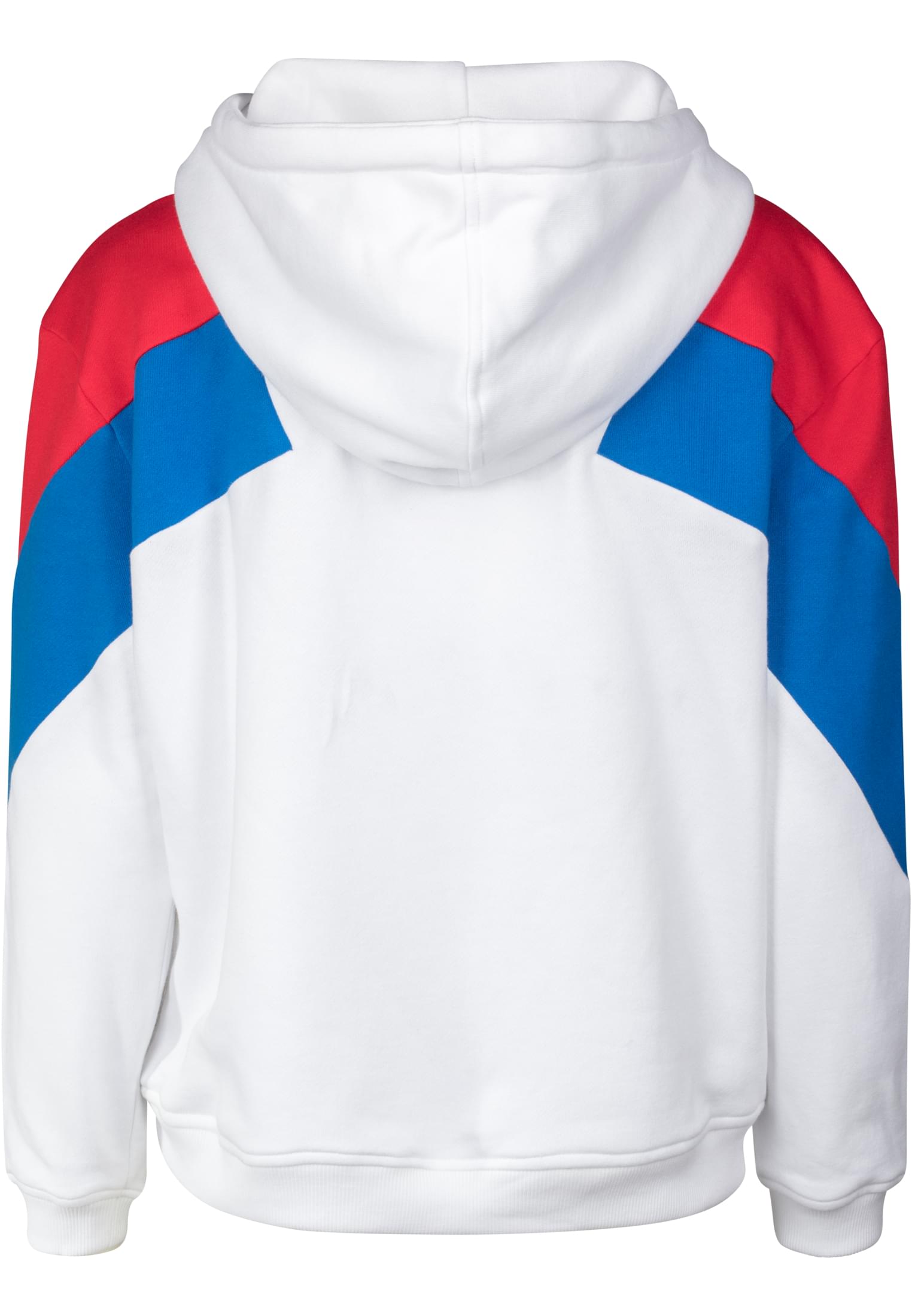 Ladies Oversize 3-Tone Block Hoody | wht/firered/brightblue