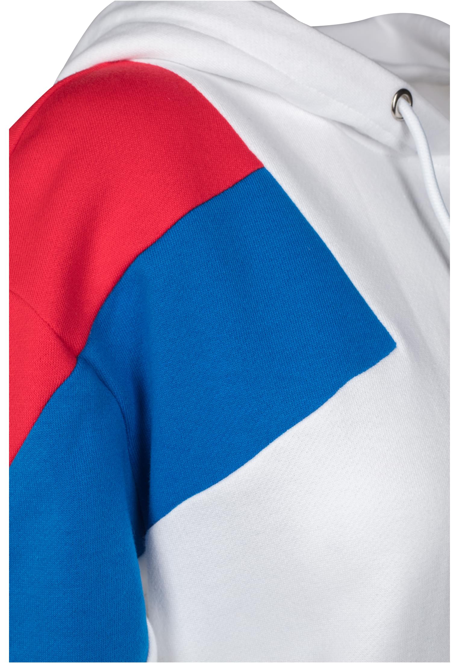 Ladies Oversize 3-Tone Block Hoody | wht/firered/brightblue