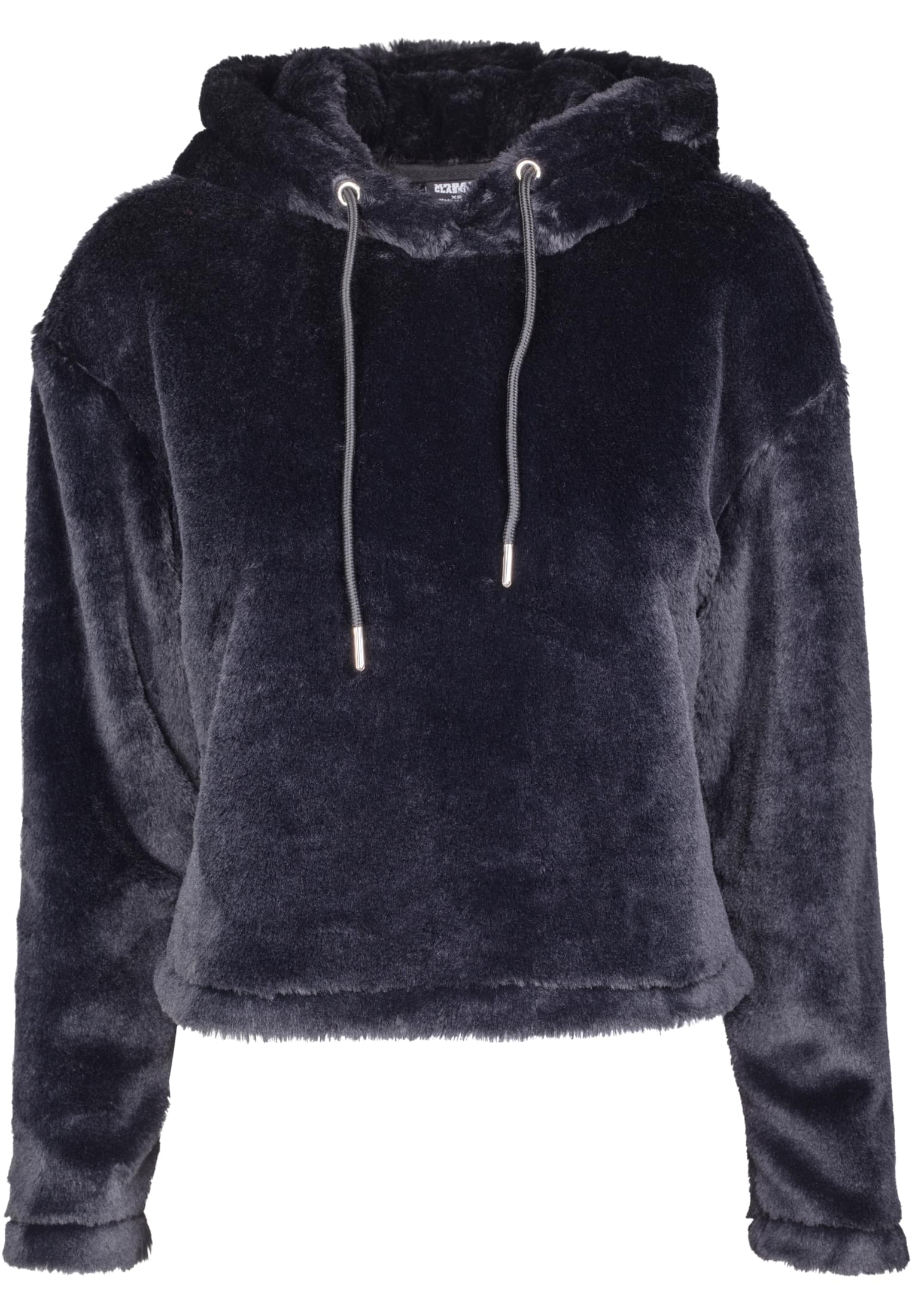 Ladies Oversize Short Teddy Hoody | black