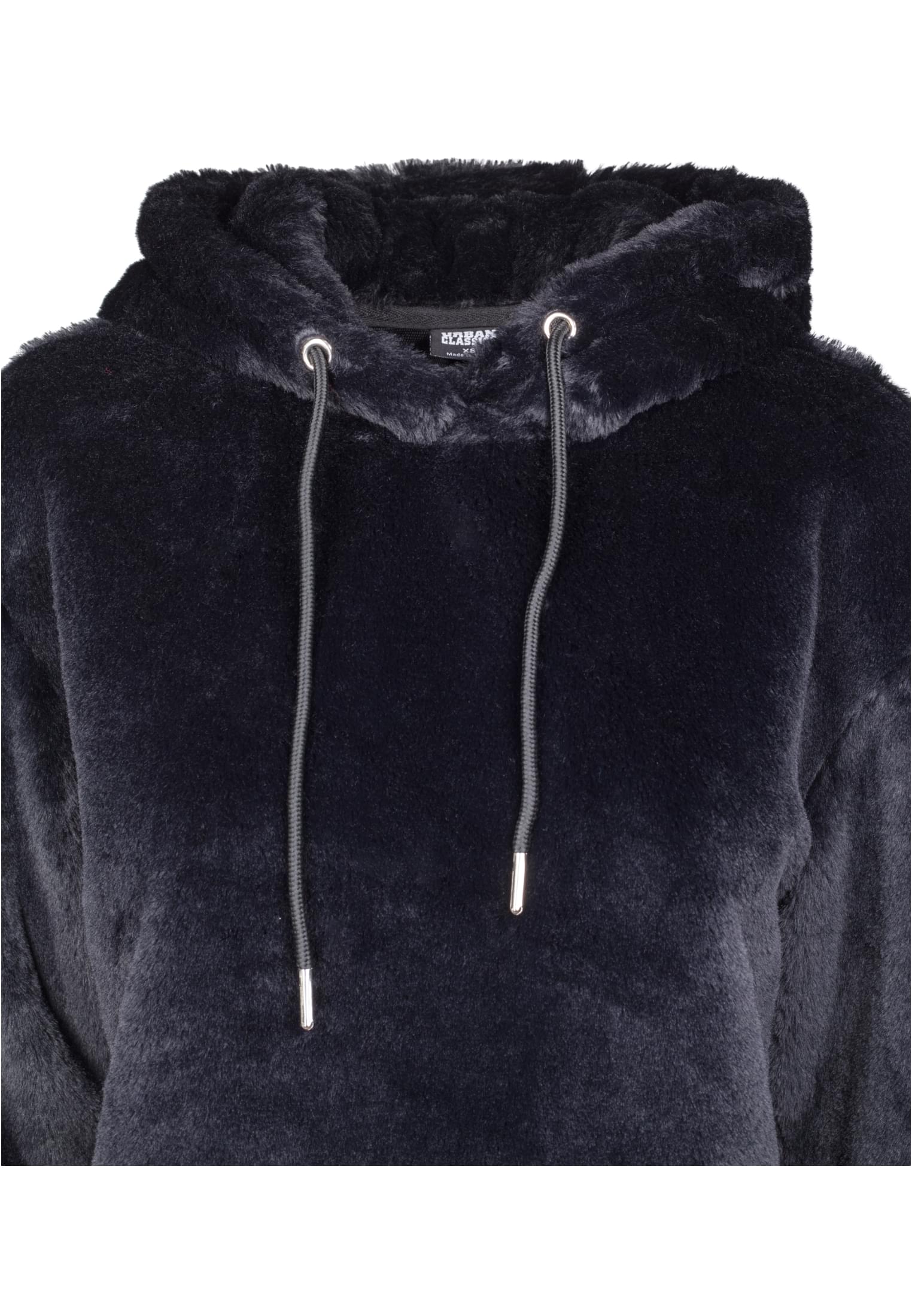 Ladies Oversize Short Teddy Hoody | black