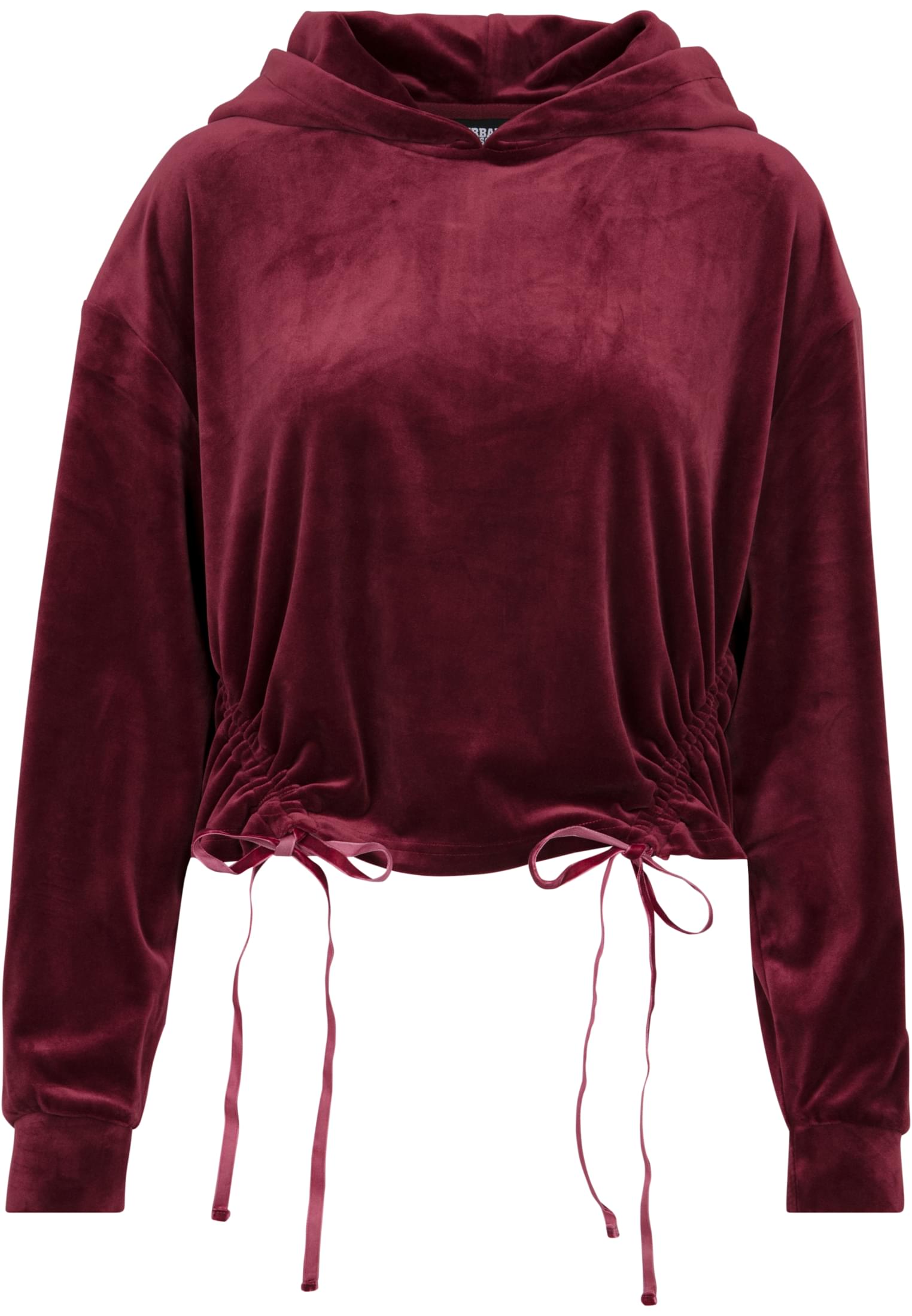 Ladies Short Velvet Gathered Hoody | port