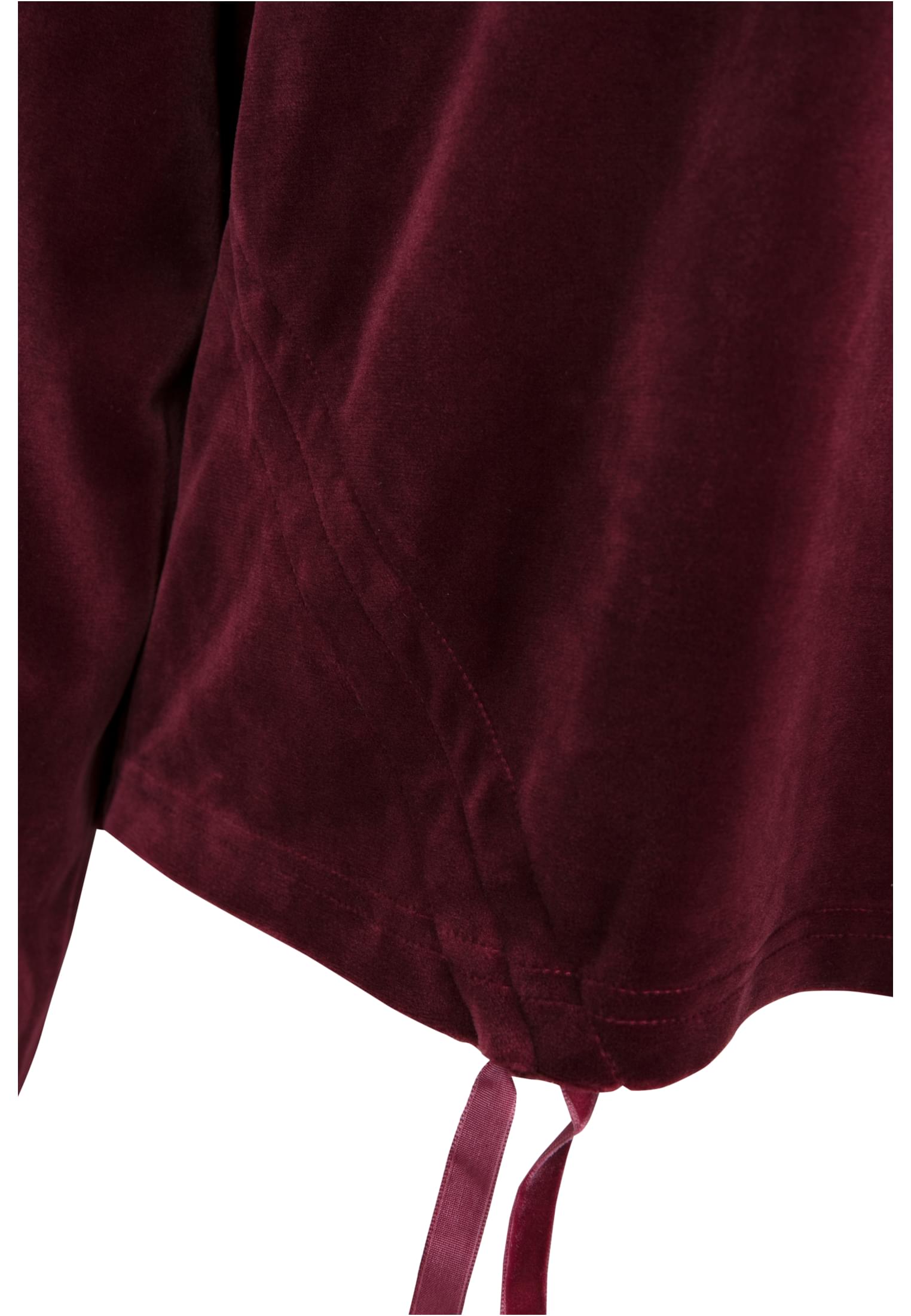 Ladies Short Velvet Gathered Hoody | port