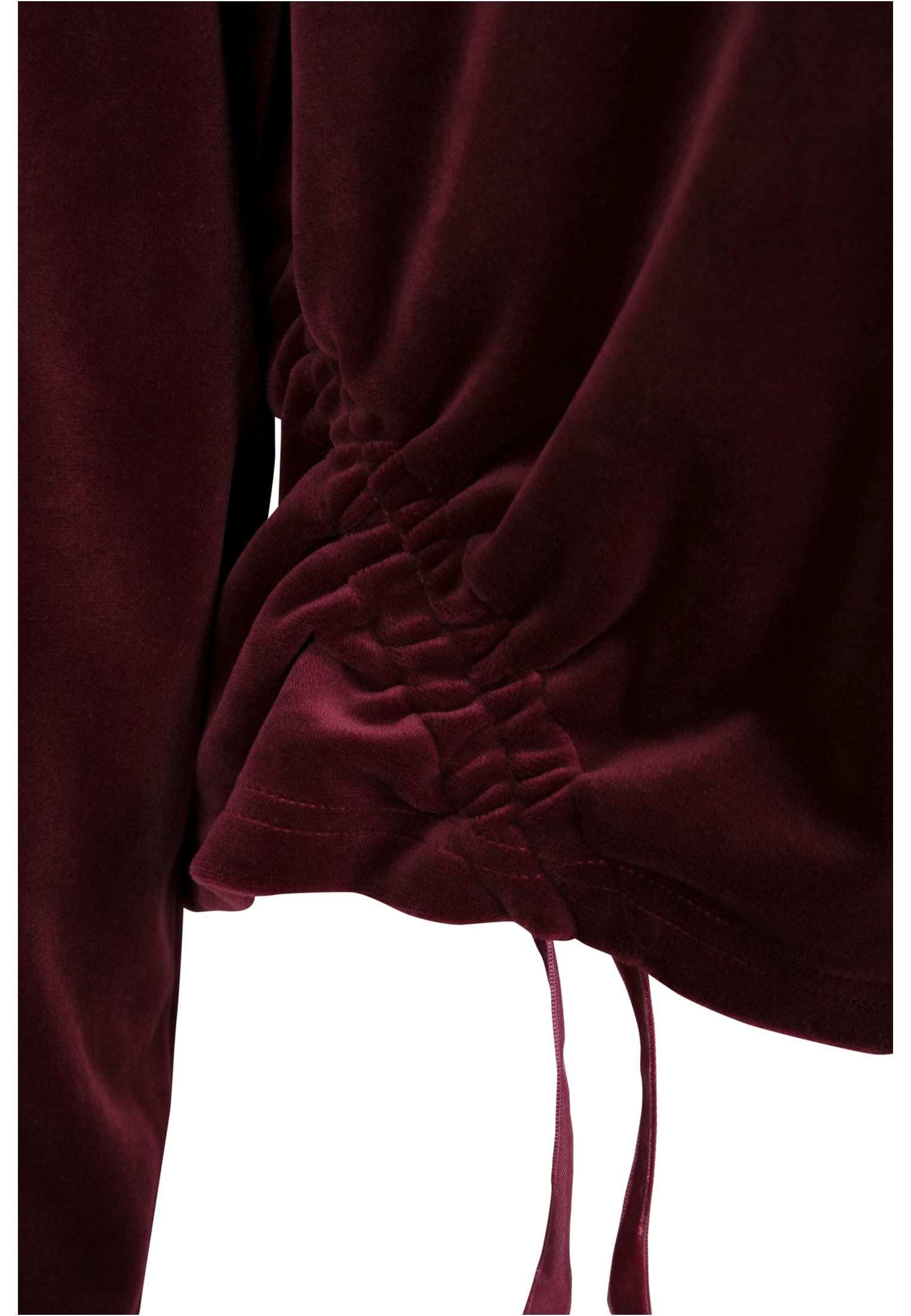 Ladies Short Velvet Gathered Hoody | port