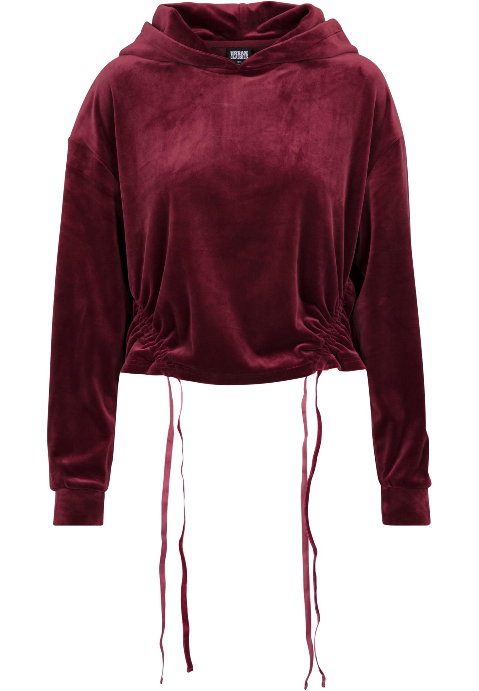 Ladies Short Velvet Gathered Hoody | port