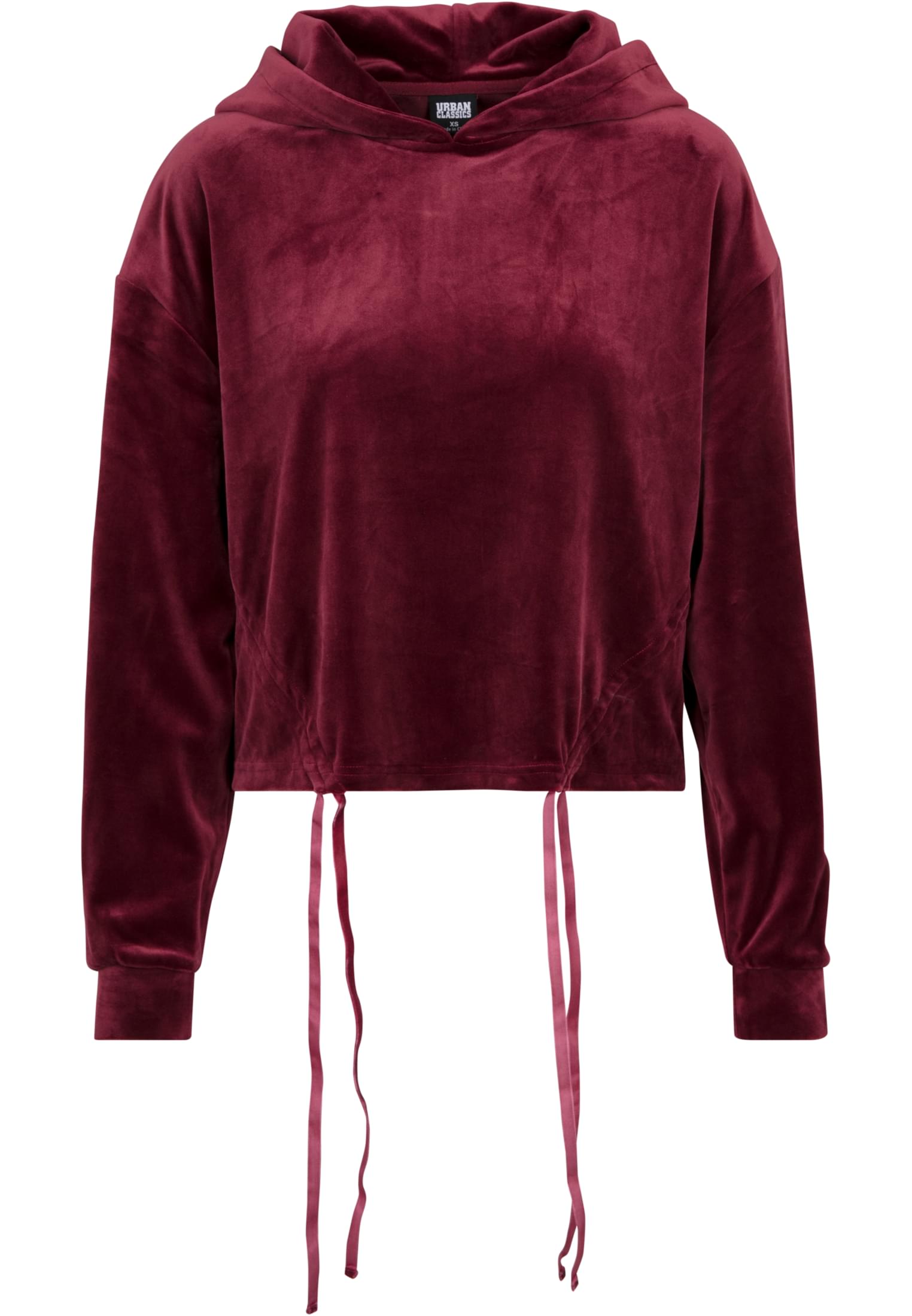 Ladies Short Velvet Gathered Hoody | port