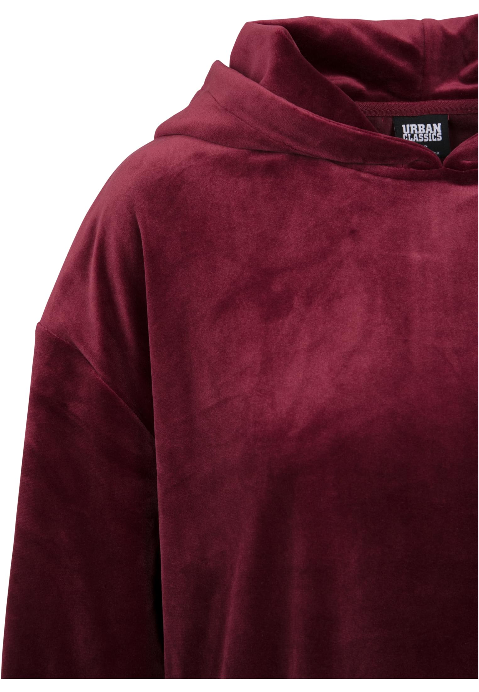 Ladies Short Velvet Gathered Hoody | port