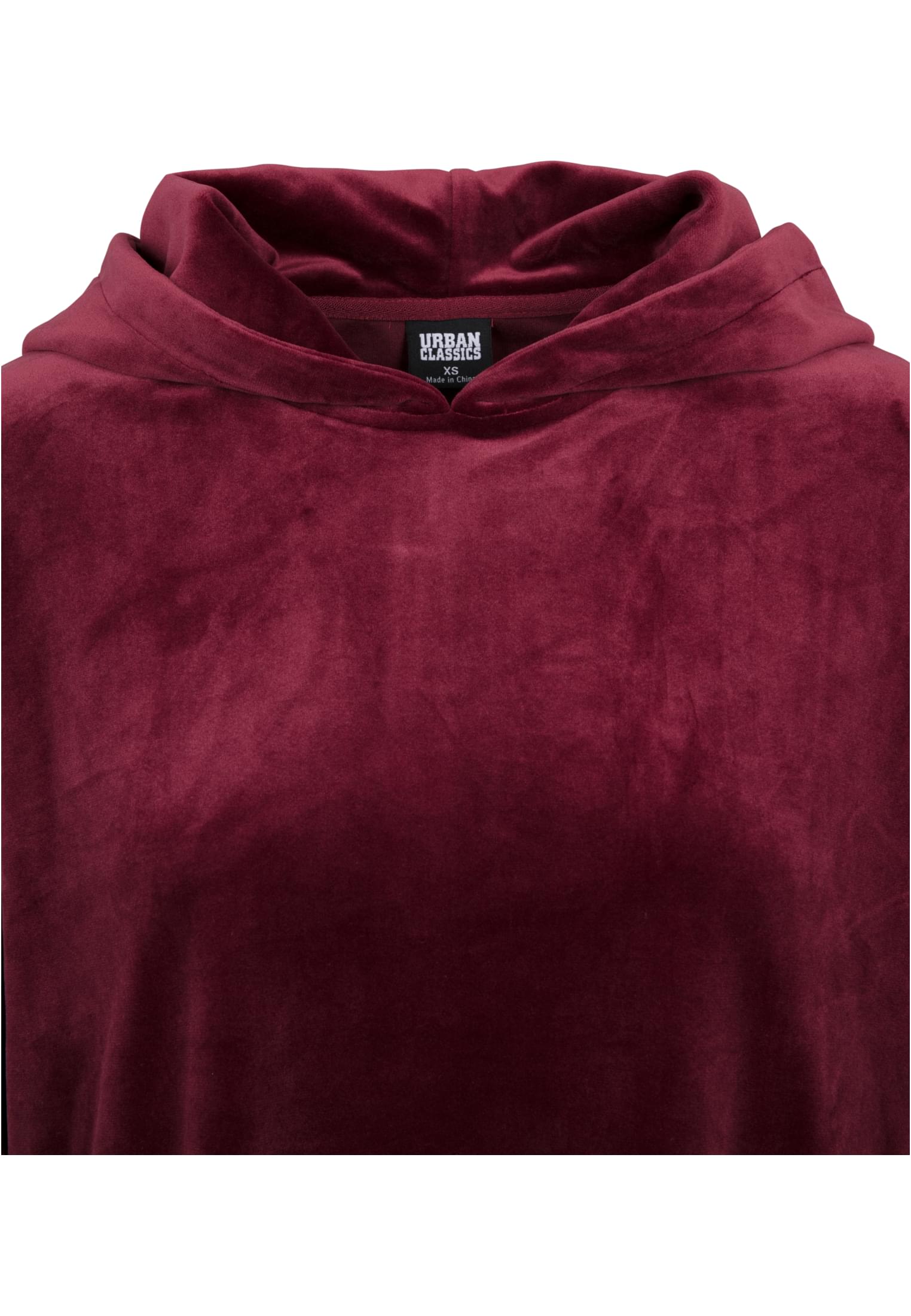 Ladies Short Velvet Gathered Hoody | port