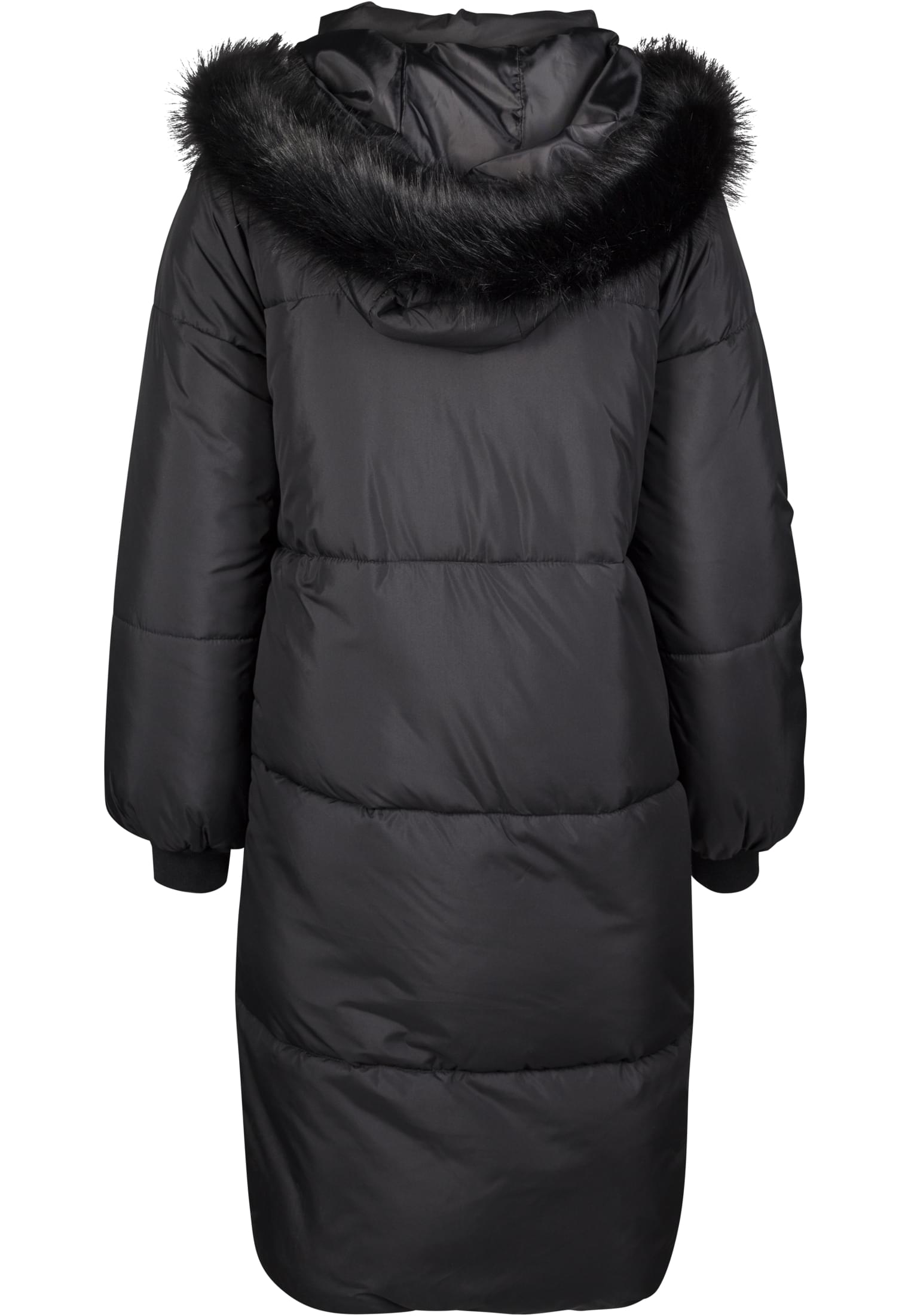 Ladies Oversize Faux Fur Puffer Coat | blk/blk