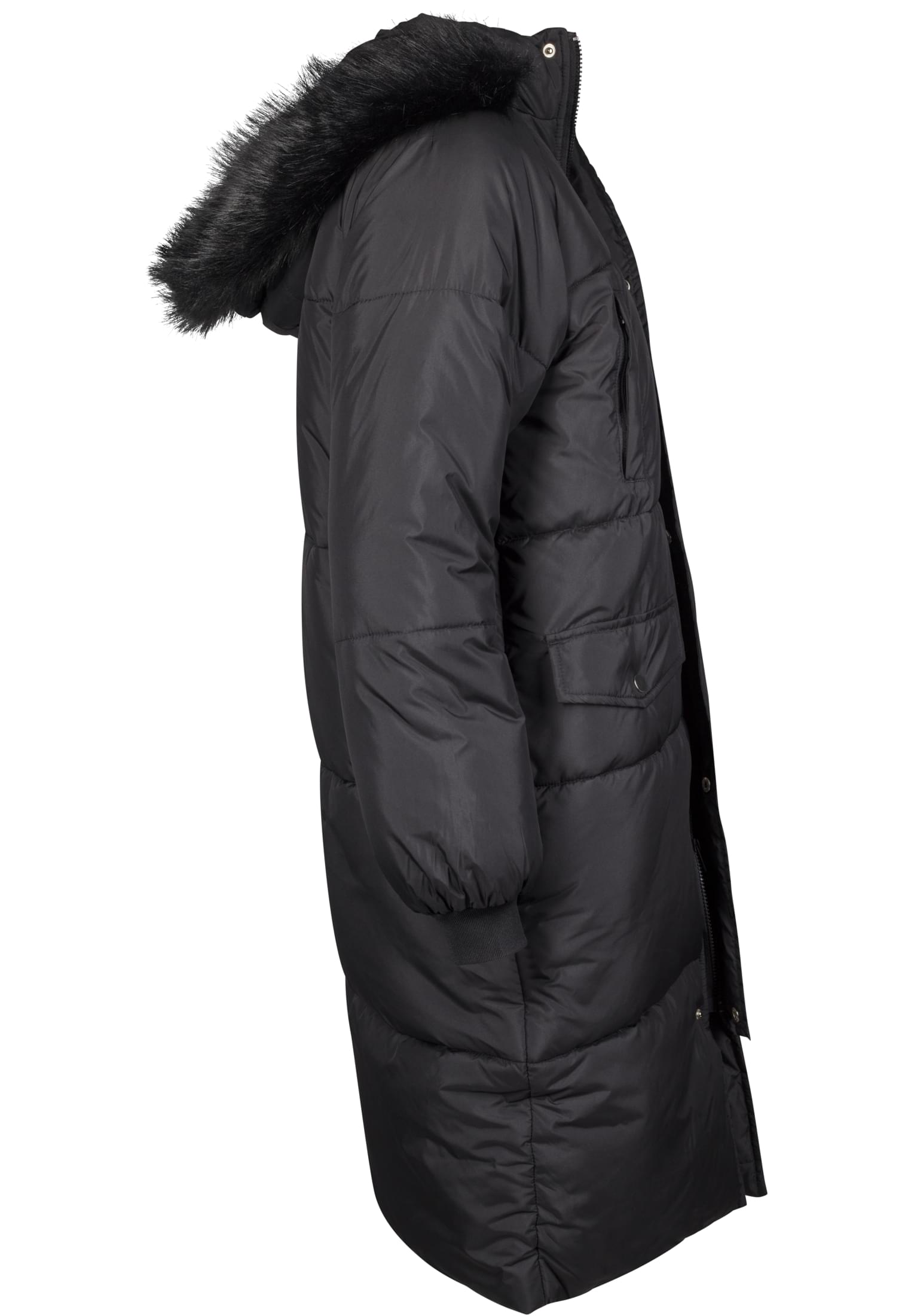 Ladies Oversize Faux Fur Puffer Coat | blk/blk