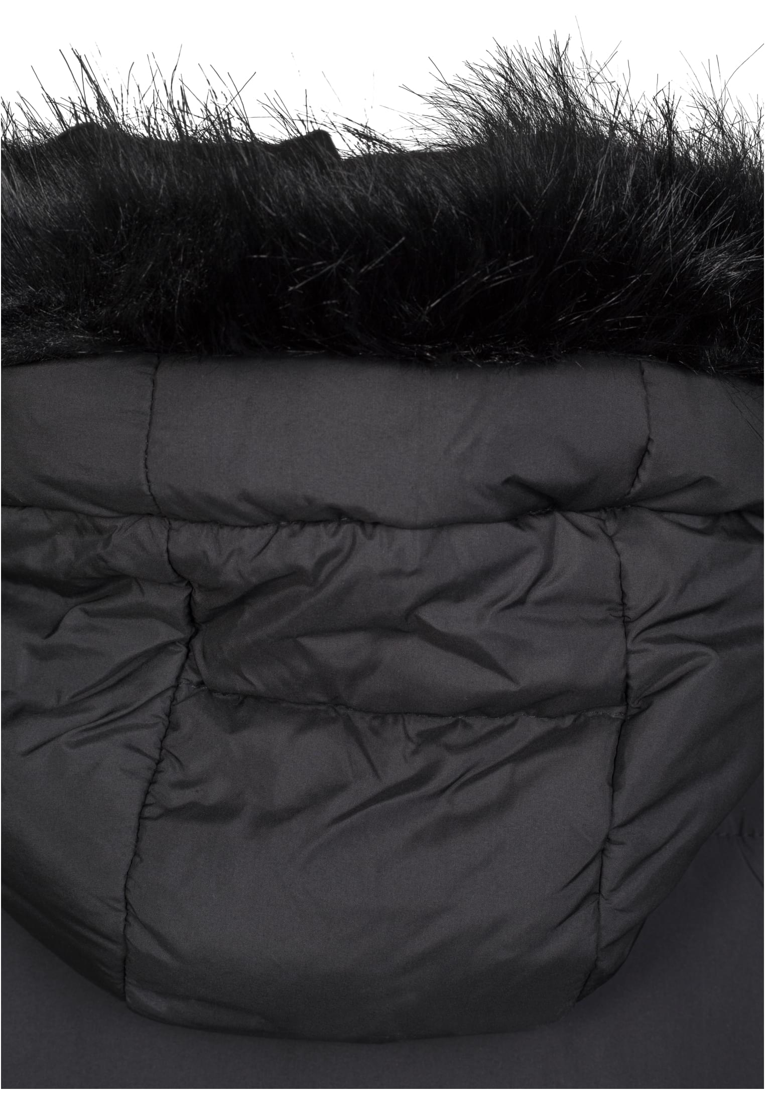 Ladies Oversize Faux Fur Puffer Coat | blk/blk