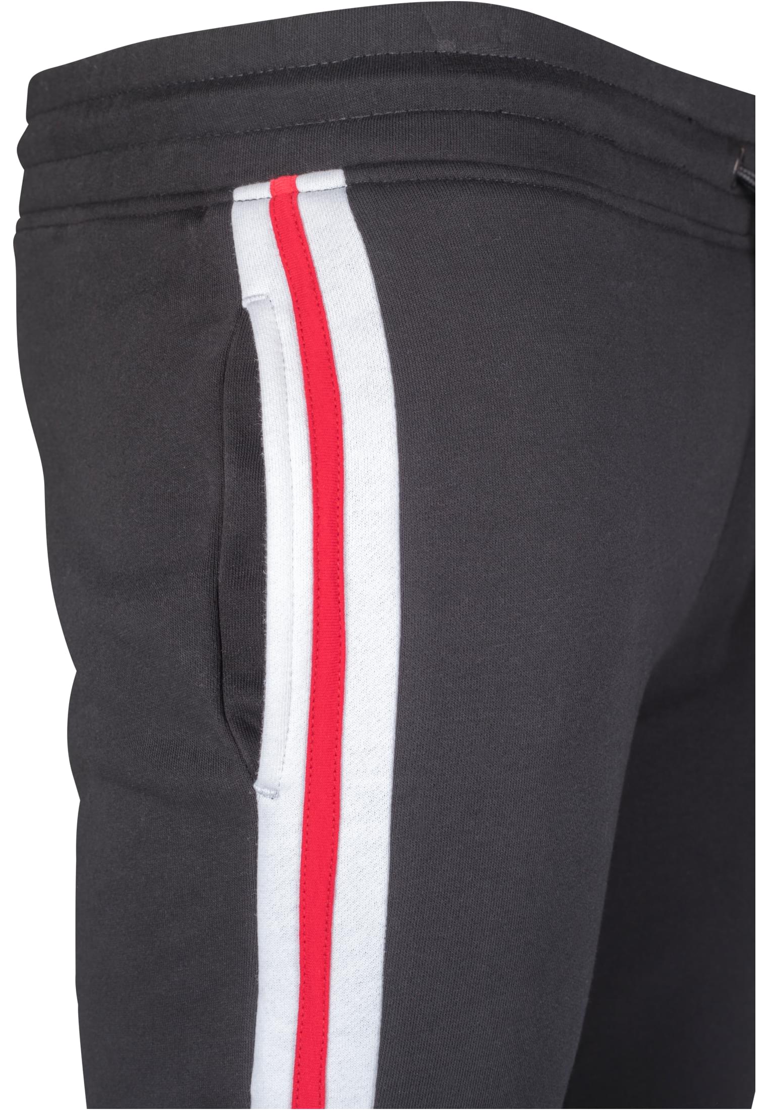 3-Tone Side Stripe Terry Pants | blk/wht/firered