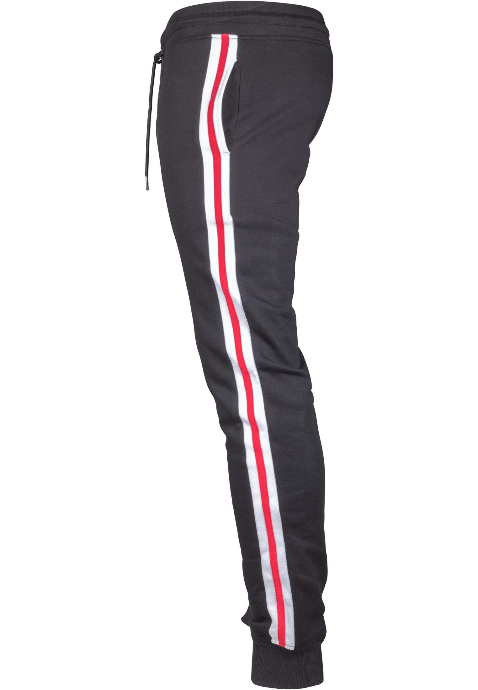 3-Tone Side Stripe Terry Pants | blk/wht/firered