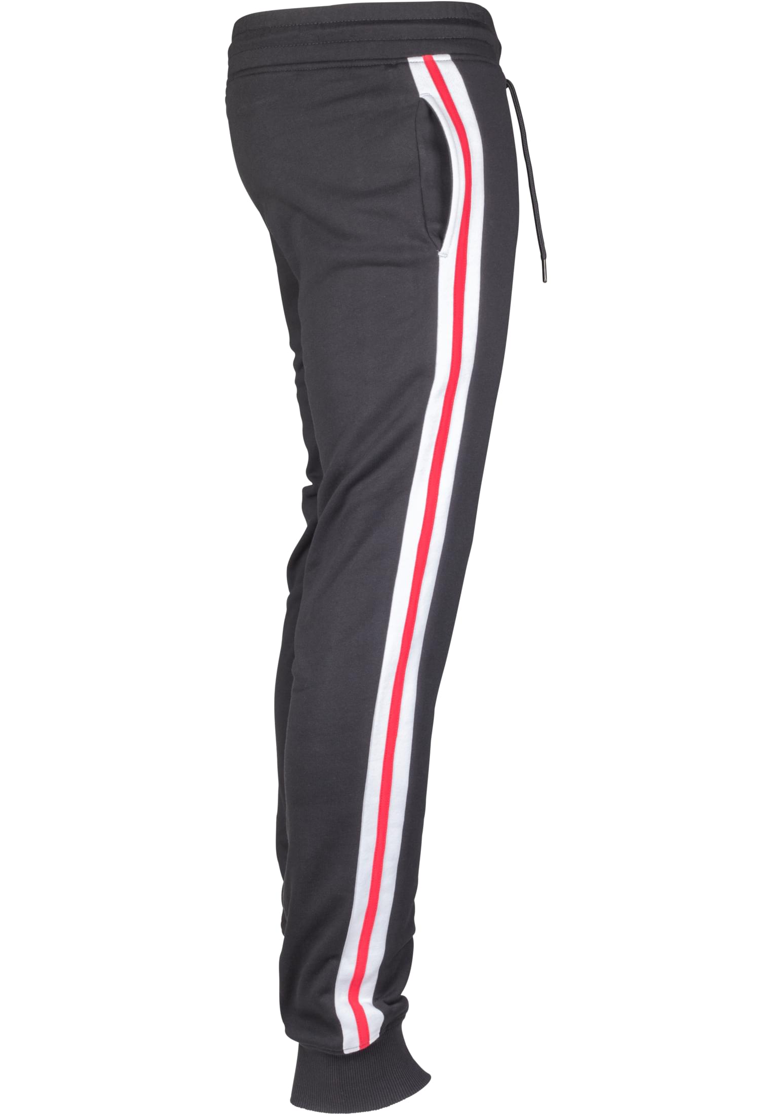 3-Tone Side Stripe Terry Pants | blk/wht/firered