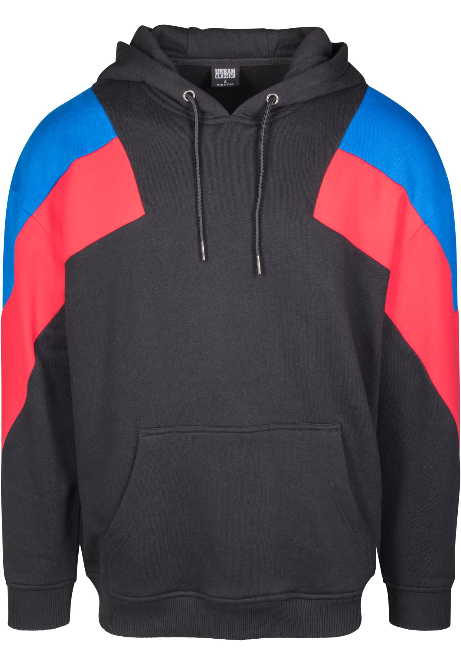 Oversize 3-Tone Hoody | blk/brightblue/firered