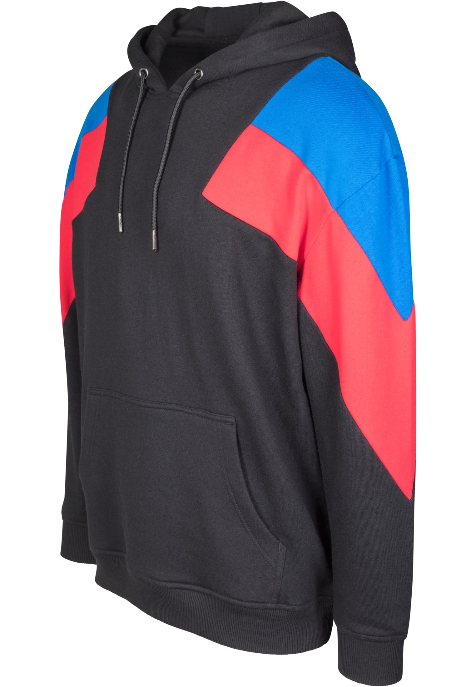 Oversize 3-Tone Hoody | blk/brightblue/firered