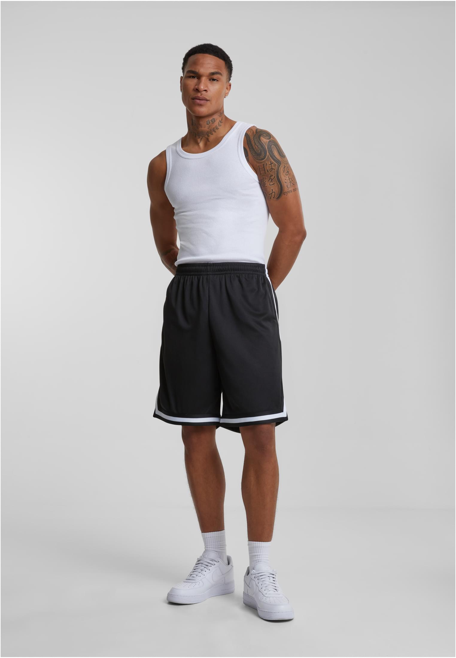 Stripes Mesh Shorts | blkblkwht