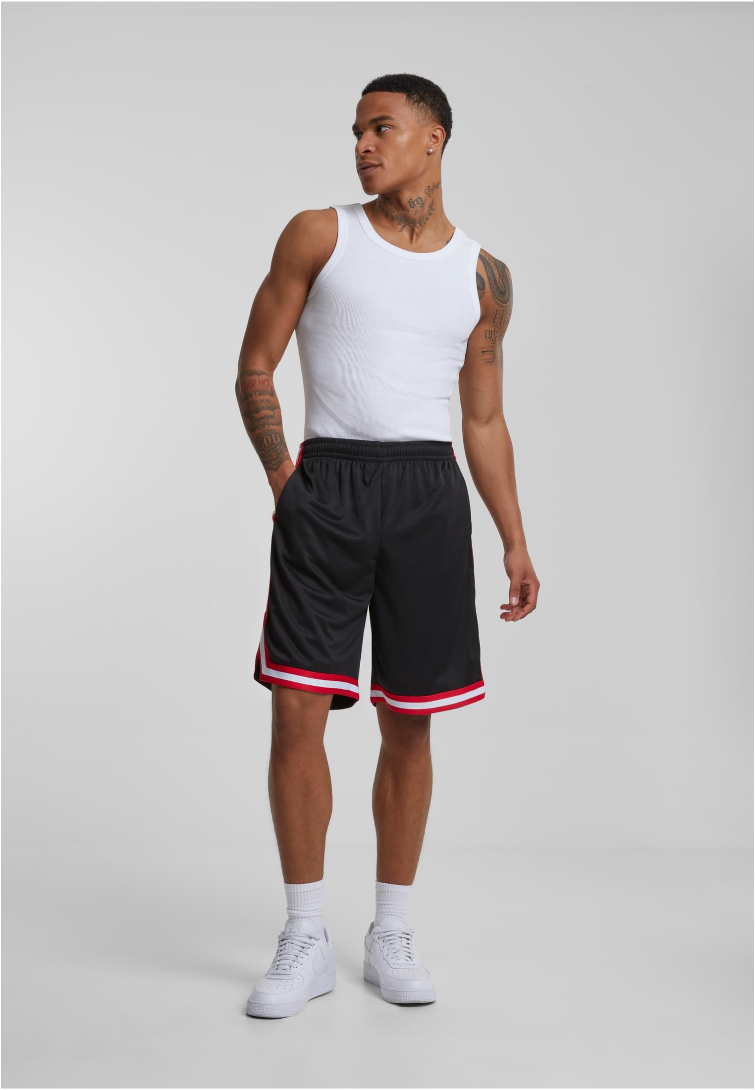 Stripes Mesh Shorts | blkredwht