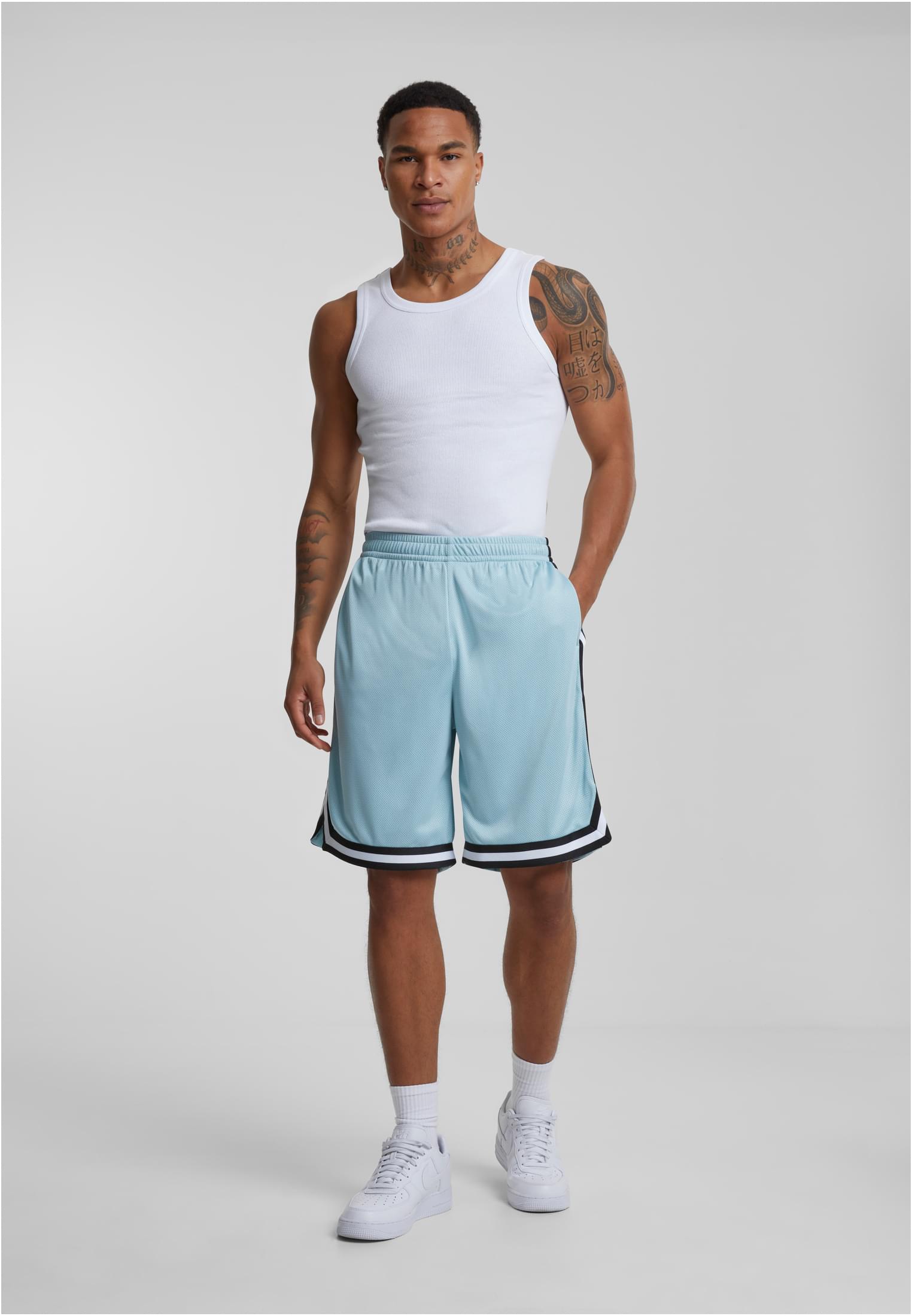 Stripes Mesh Shorts | oceanblue/black/white