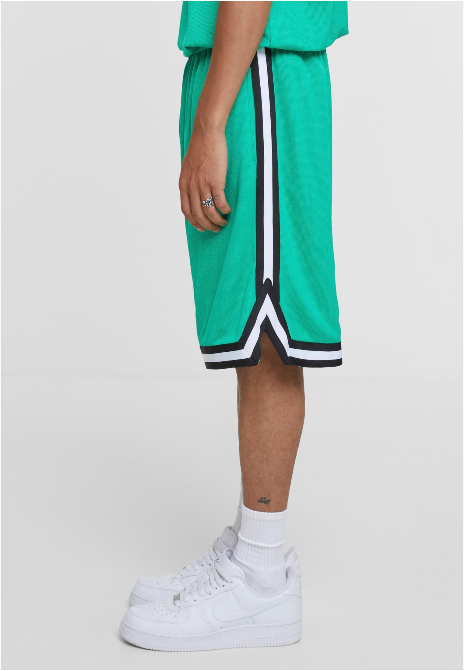 Stripes Mesh Shorts | ferngreen/black/white