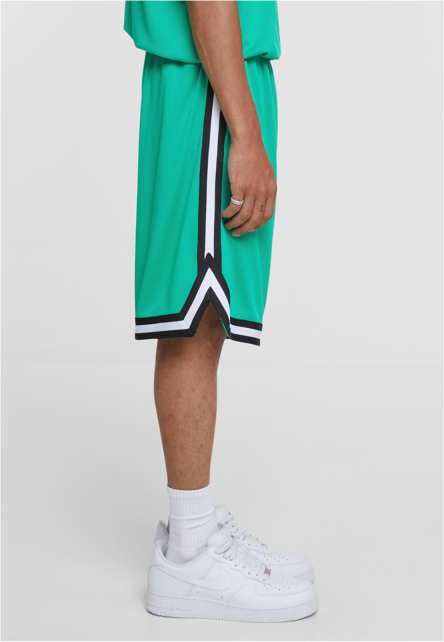 Stripes Mesh Shorts | ferngreen/black/white