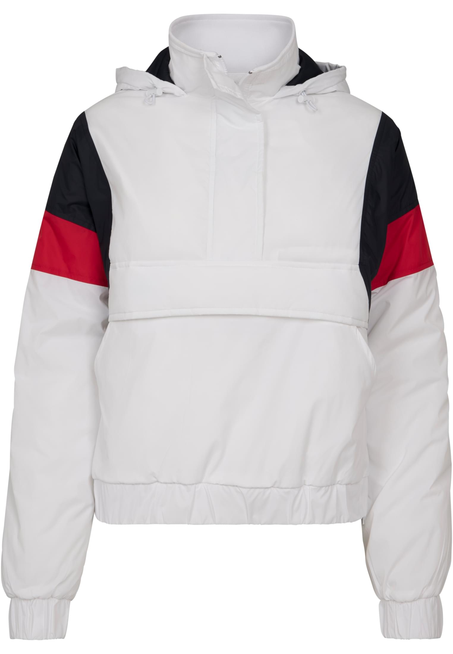 Ladies 3-Tone Padded Pull Over Jacket | white/navy/fire red