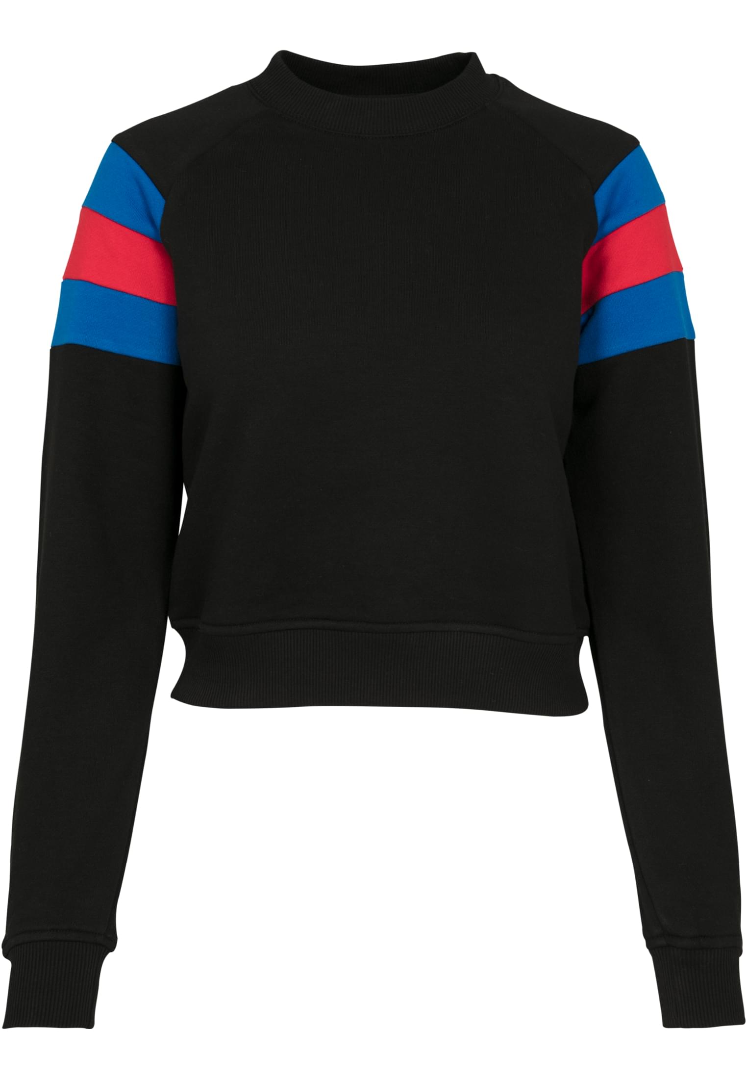 Ladies Sleeve Stripe Crew | black/brightblue/firered