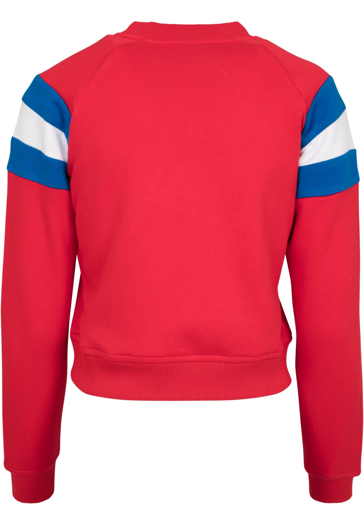 Ladies Sleeve Stripe Crew | firered/brightblue/white